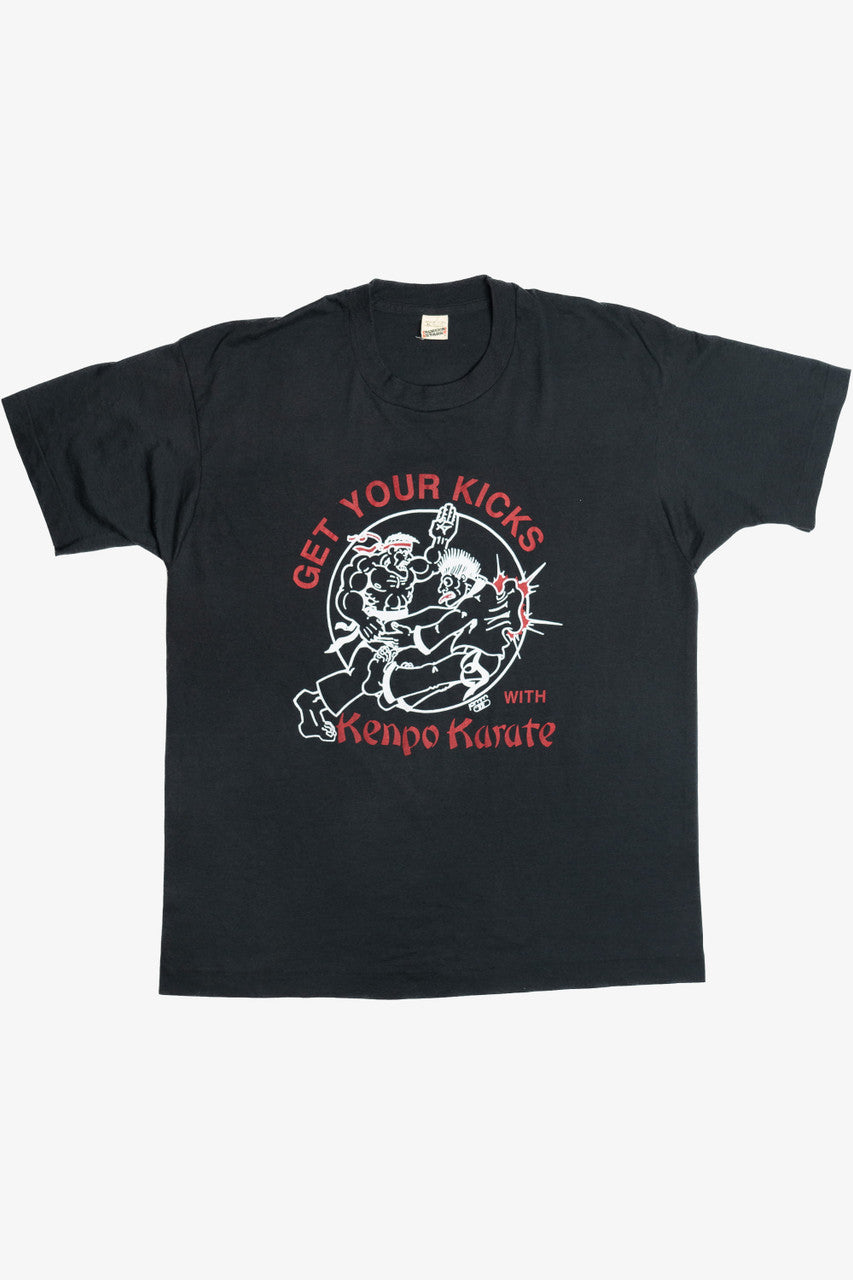 Vintage "Get Your Kicks With Kenpo Karate" Screen Stars T-Shirt (1980s) 12119