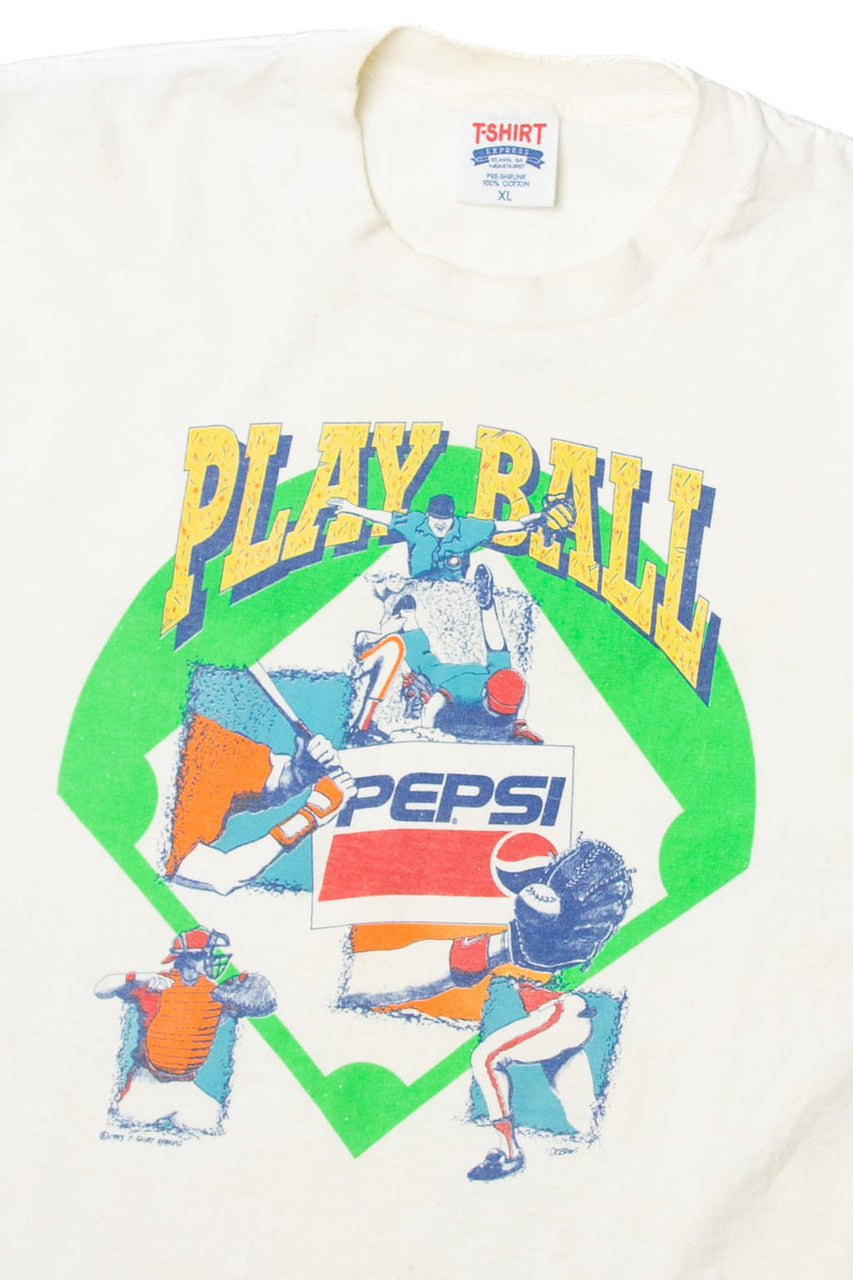 Vintage "Play Ball" Baseball Pepsi T-Shirt (1990s)