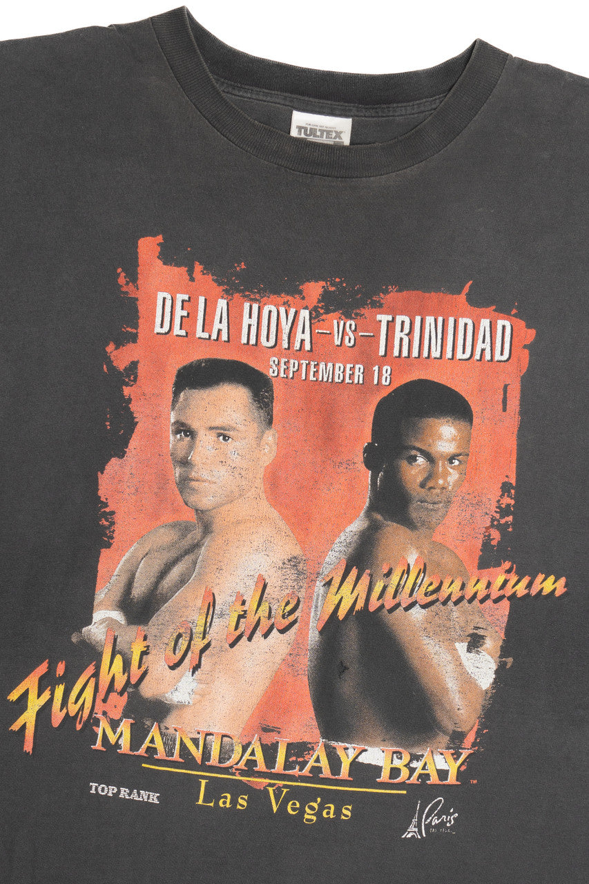 Vintage Distressed De La Hoya Vs. Trinidad "Fight Of The Millennium" Boxing Match T-Shirt (1990s)