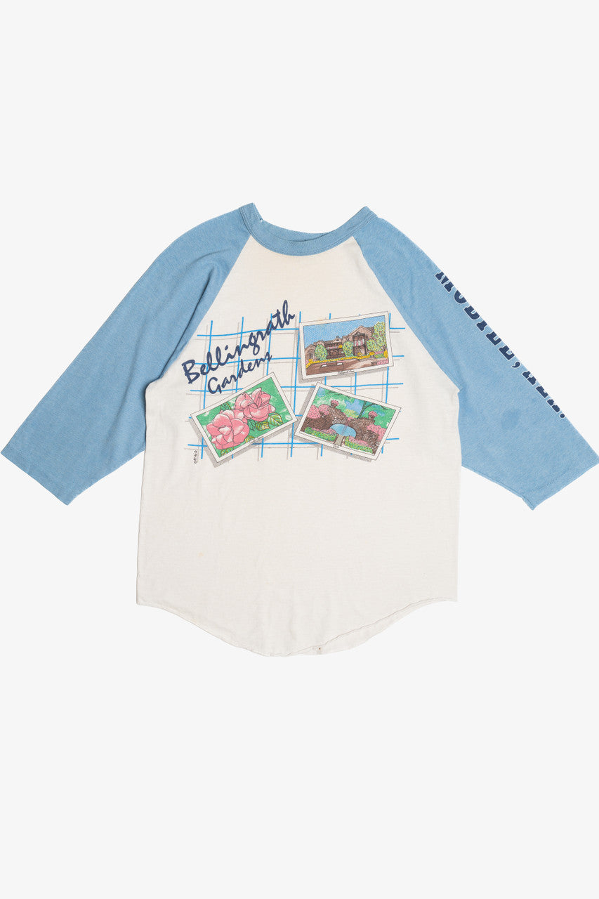 Vintage "Bellingrath Gardens" "Mobile, Ala." Postcards Raglan T-Shirt (1980s)