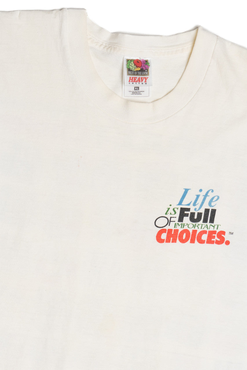 Vintage "Life Is Full Of Important Choices" Beer Promo Six Packs T-Shirt (1990s)