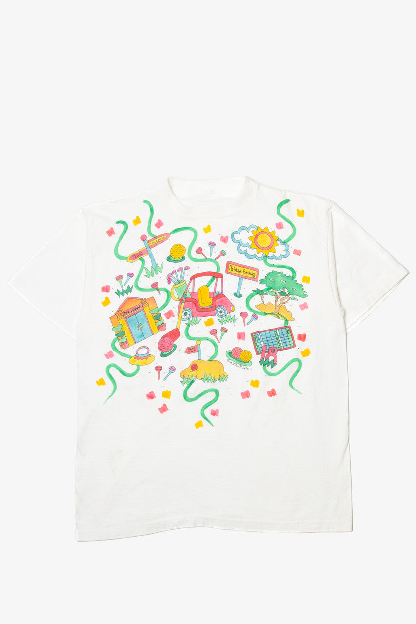 Vintage Cartoon Golf Course Pebble Beach Map T-Shirt