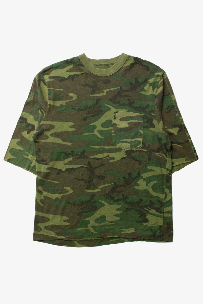 Vintage Cutoff Half Sleeve Camouflage T-Shirt (1990s)