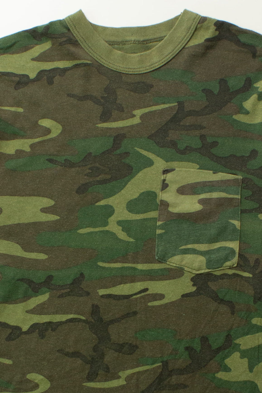 Vintage Cutoff Half Sleeve Camouflage T-Shirt (1990s)