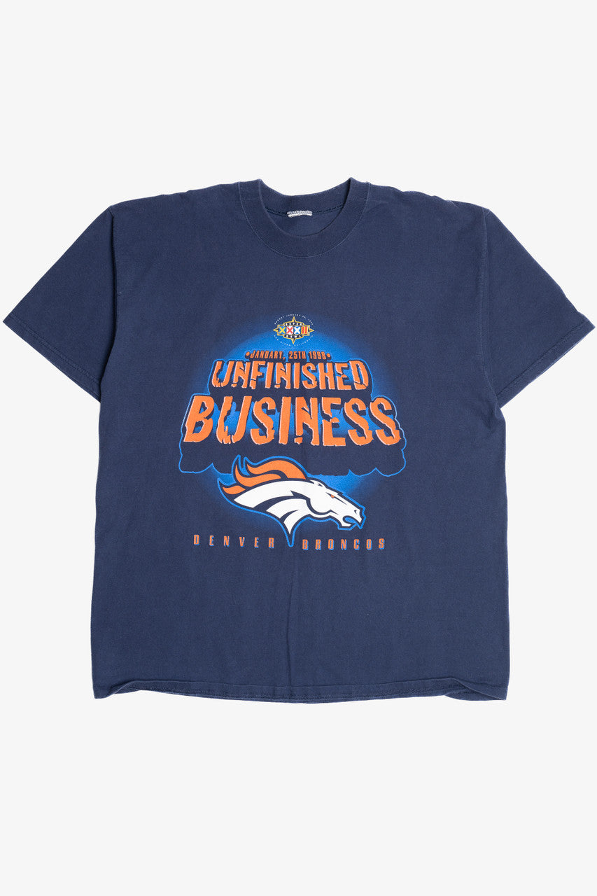 Vintage Denver Broncos 1997 Super Bowl XXXII "Unfinished Business" T-Shirt (1990s)