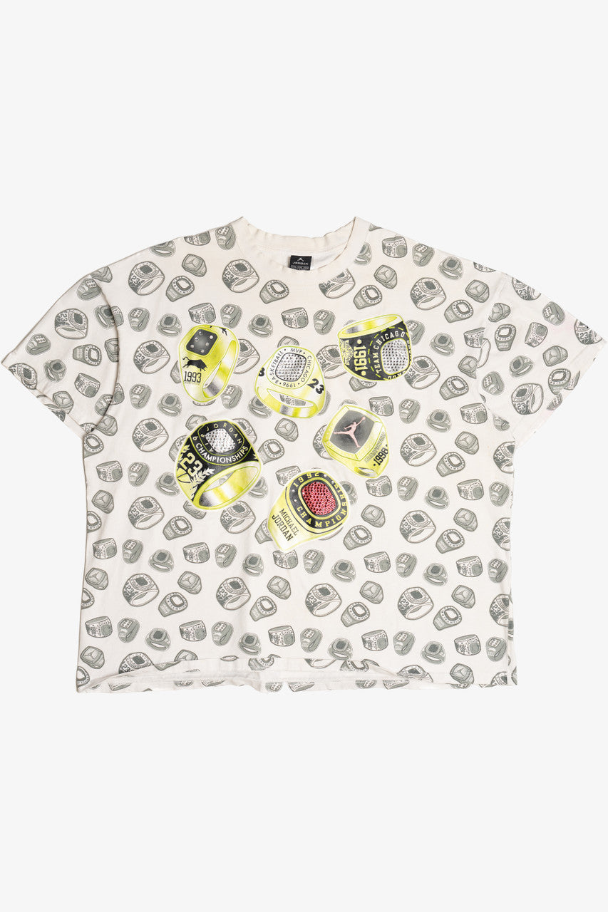 Vintage Michael Jordan NBA Championship Rings All Over Print Applique T-Shirt (2000s)