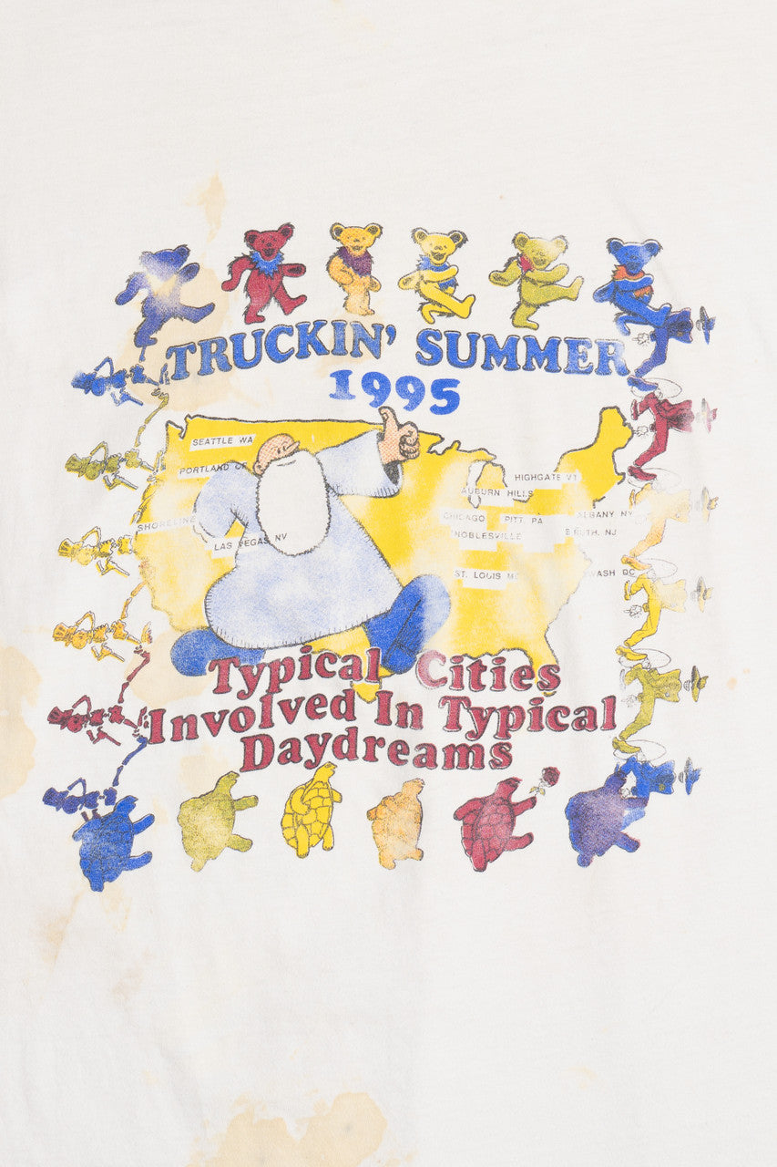 Vintage Distressed 1995 Grateful Dead Dancing Bears "Truckin' Summer" Tour T-Shirt (1990s)
