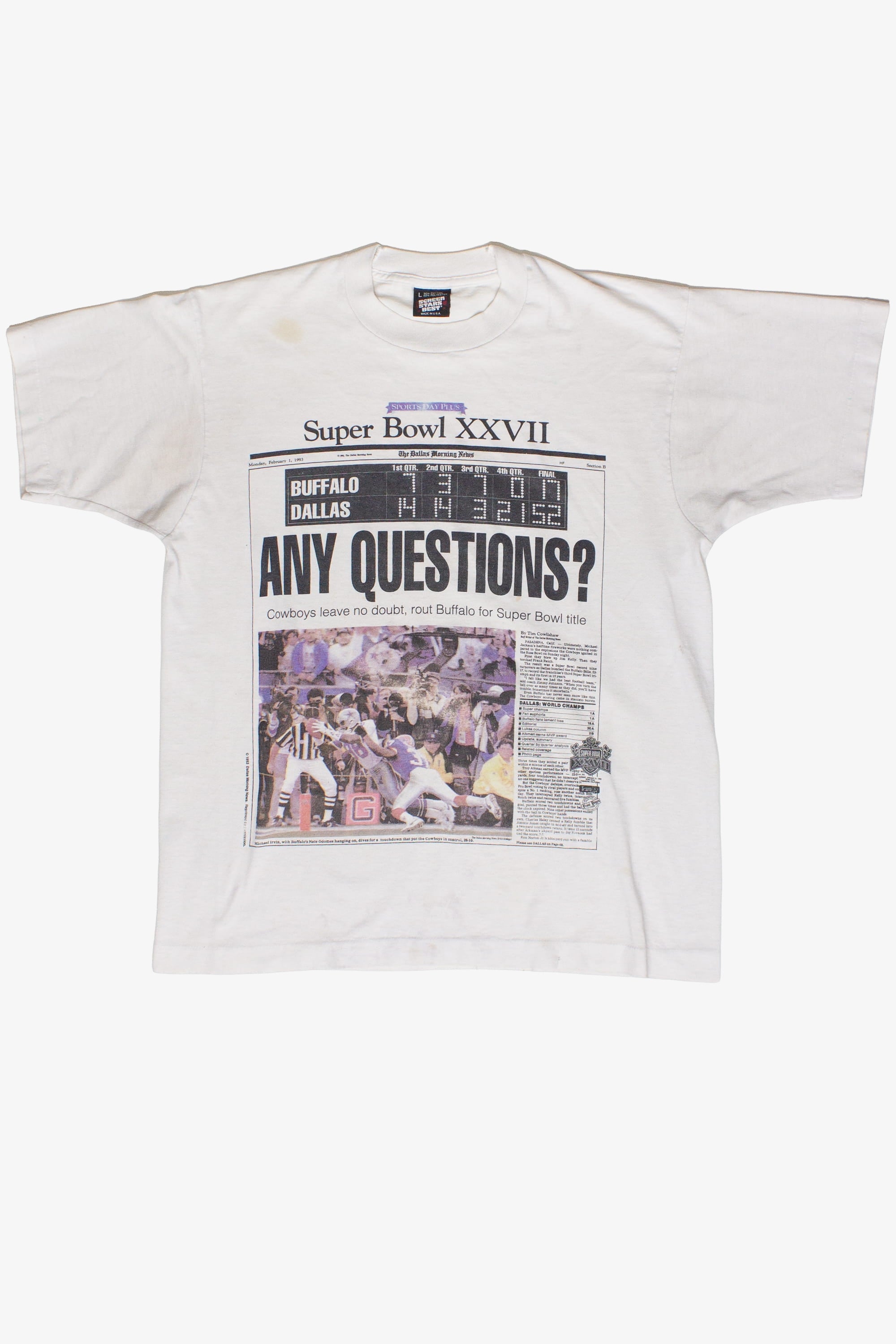 Vintage Superbowl XXVII Newspaper T-Shirt (1993)