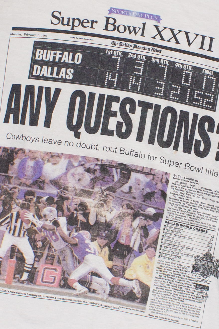 Vintage Superbowl XXVII Newspaper T-Shirt (1993)