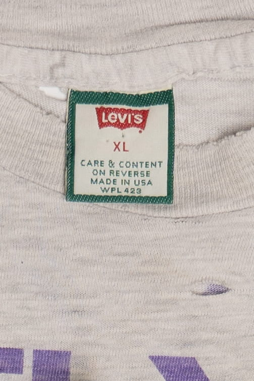 Vintage Distressed Levi's 501 "Button Your Fly" All Over Print AOP T-Shirt (1990s)