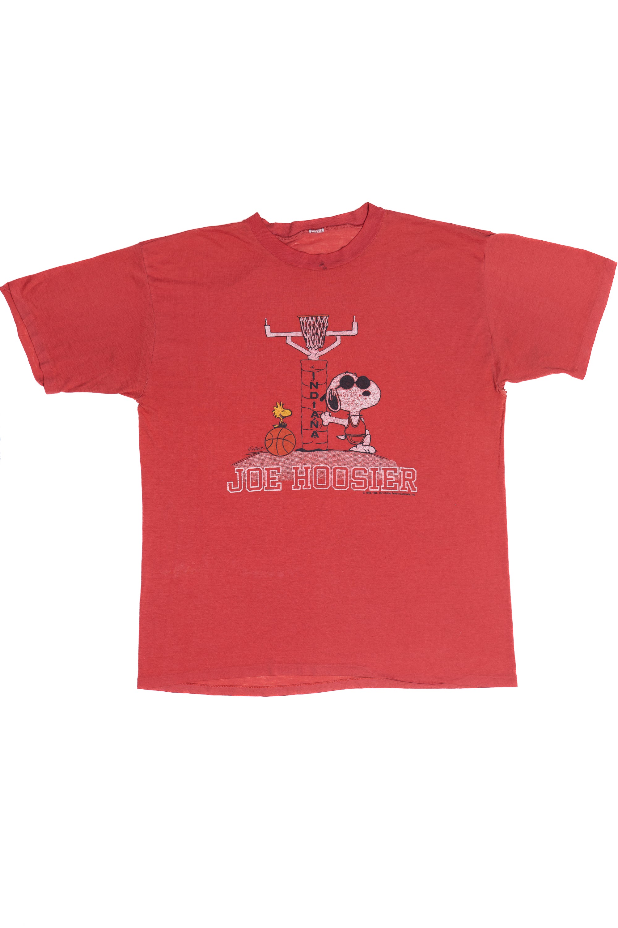 Vintage Distressed "Joe Hoosier" Snoopy Indiana University Paper Thin T-Shirt (1990s)