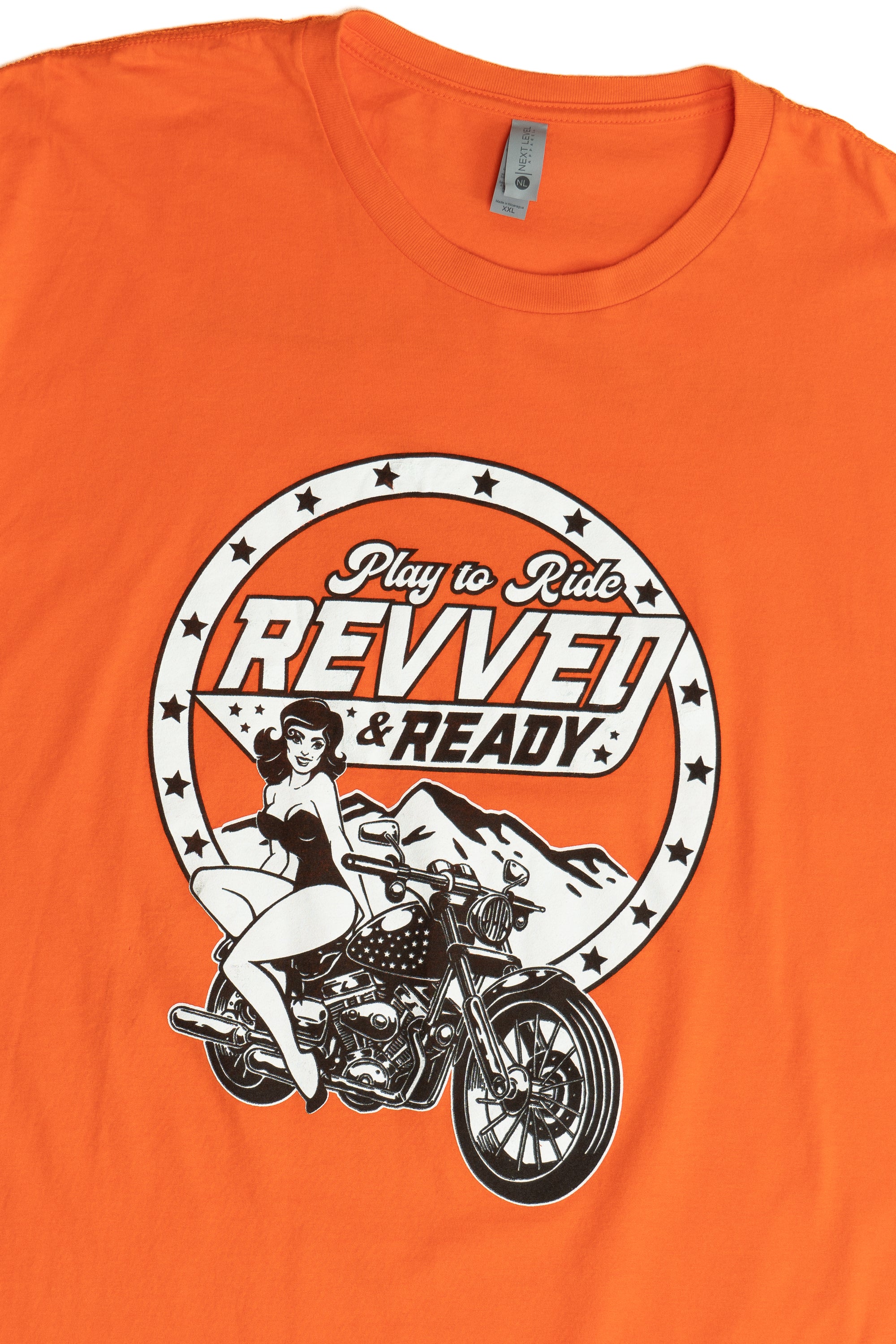 "Revved & Ready" Pin-Up Girl Motorcycle T-Shirt