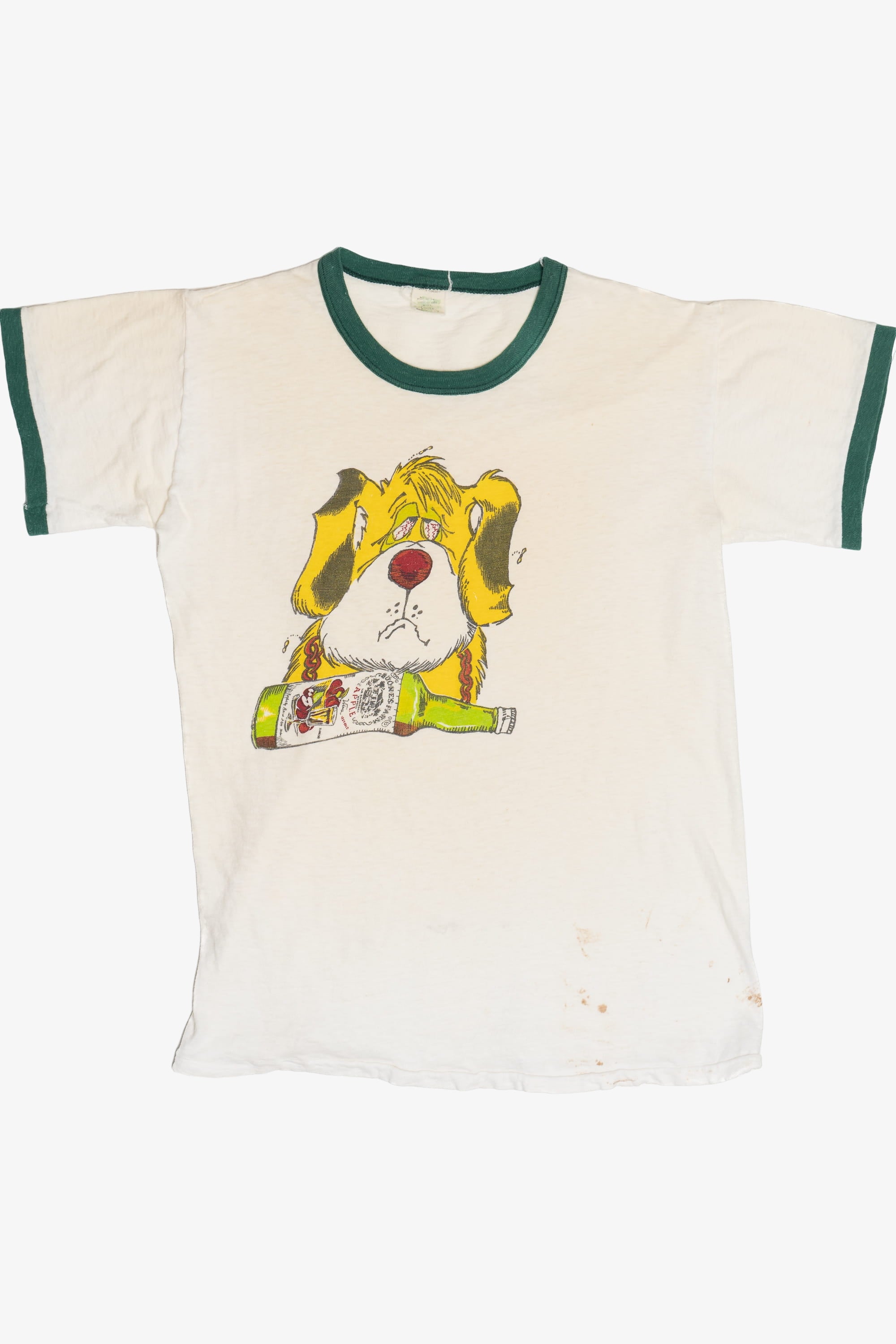 Vintage Boone's Farm Apple Wine St. Bernard Barrel Collar Ringer T-Shirt (1980s)