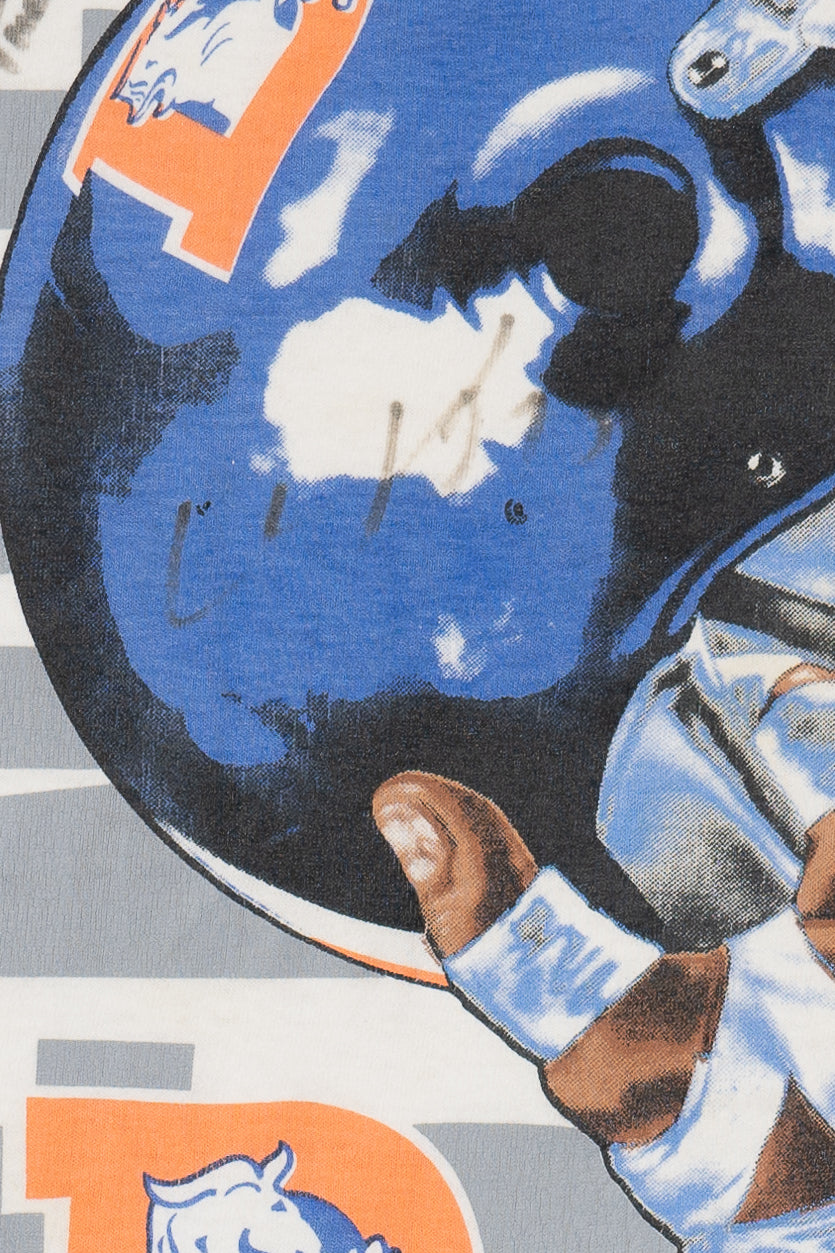 Vintage 1996 Signed Denver Broncos NFL Distressed T-Shirt (1990s)