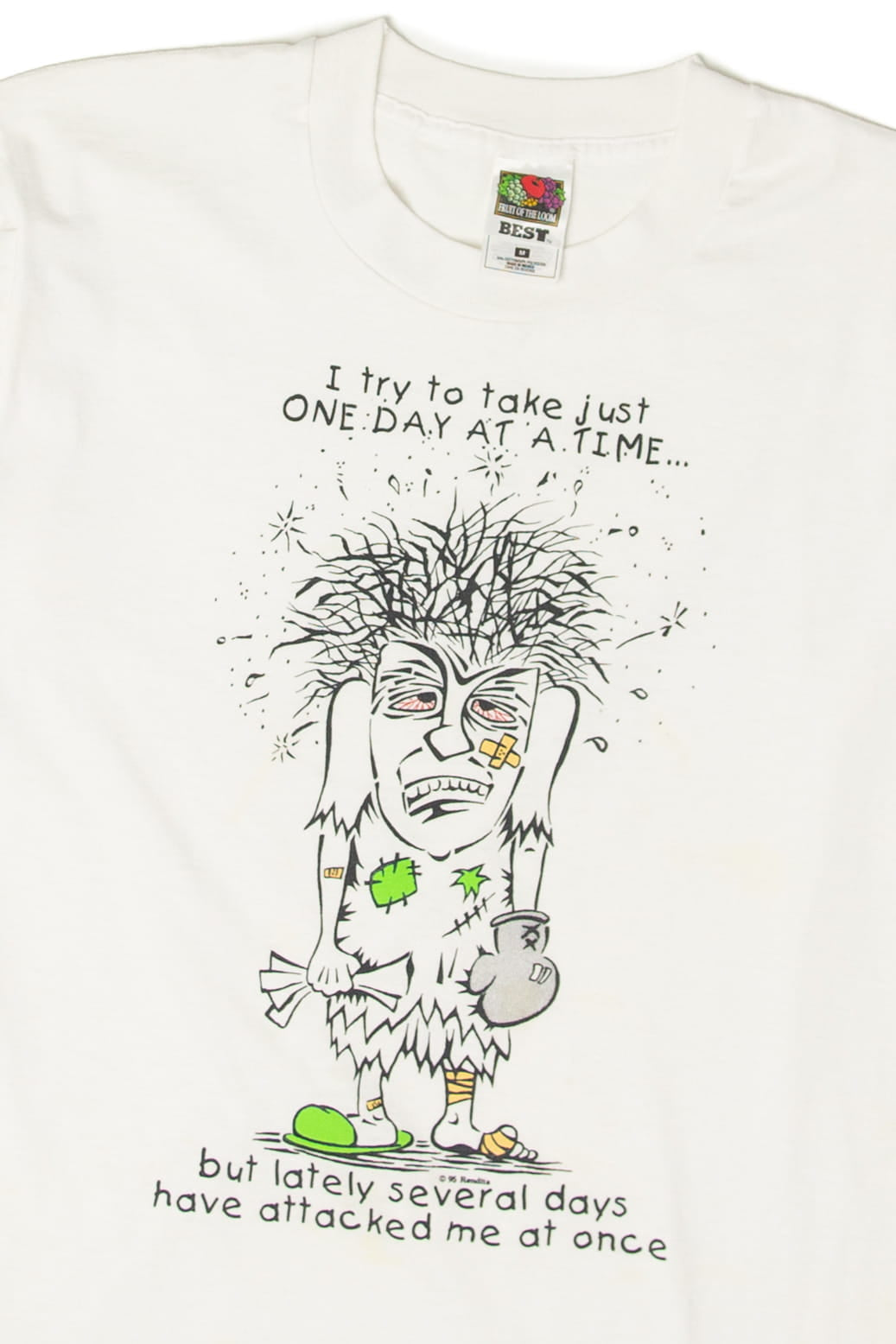 Vintage Distressed "One Day At A Time" Funny T-Shirt (1990s)