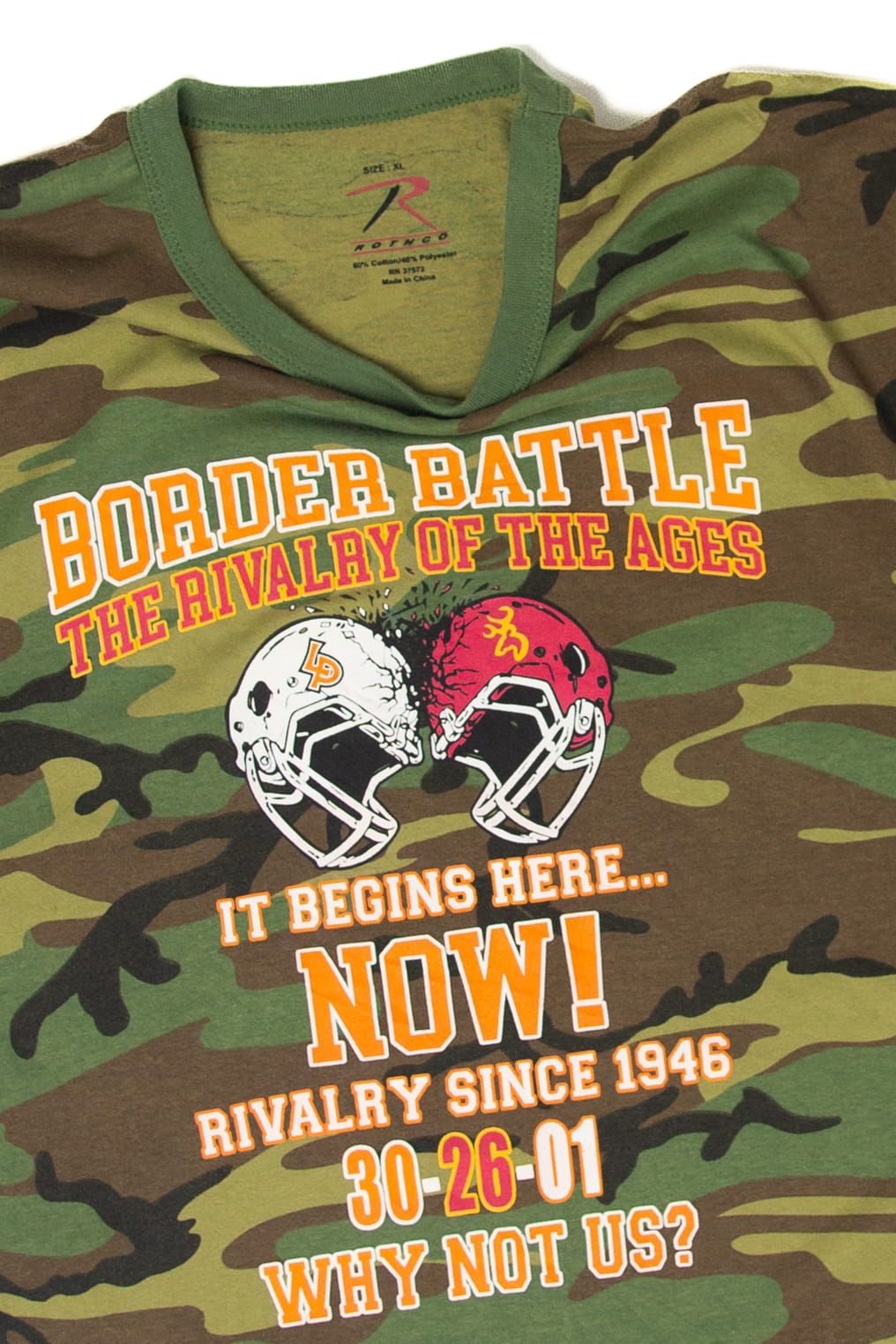 Recycled "Border Battle Rivalry Of The Ages" Football Camoflauge T-Shirt