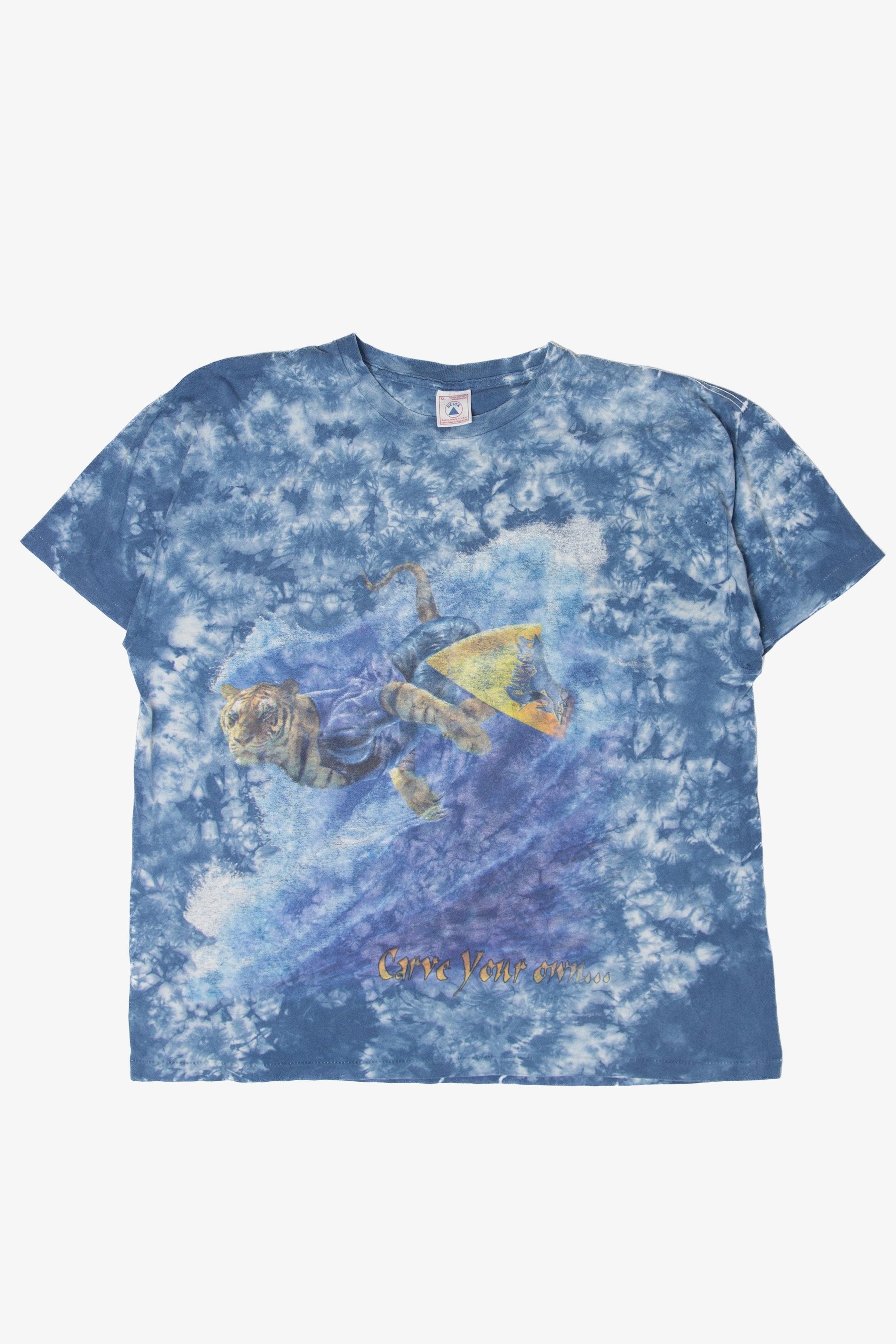 Vintage Tiger On A Surfboard "Savage Extreme" Tie Dye T-Shirt (1990s)