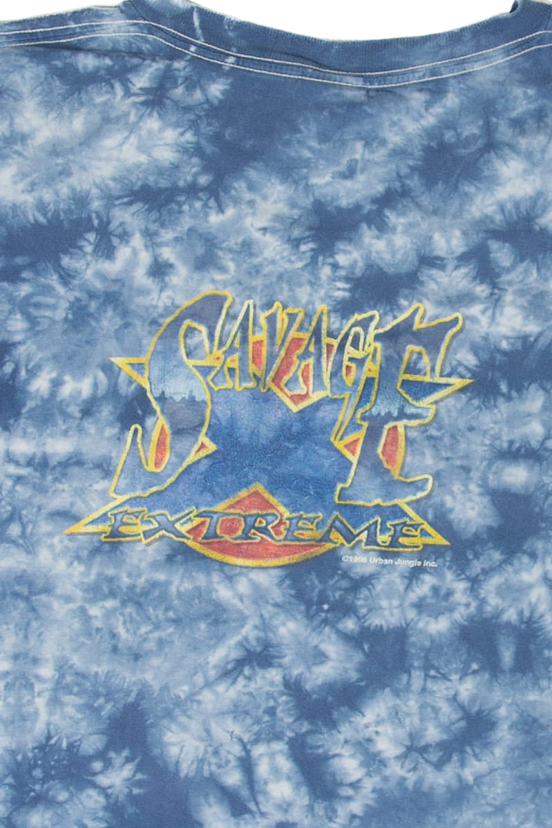 Vintage Tiger On A Surfboard "Savage Extreme" Tie Dye T-Shirt (1990s)
