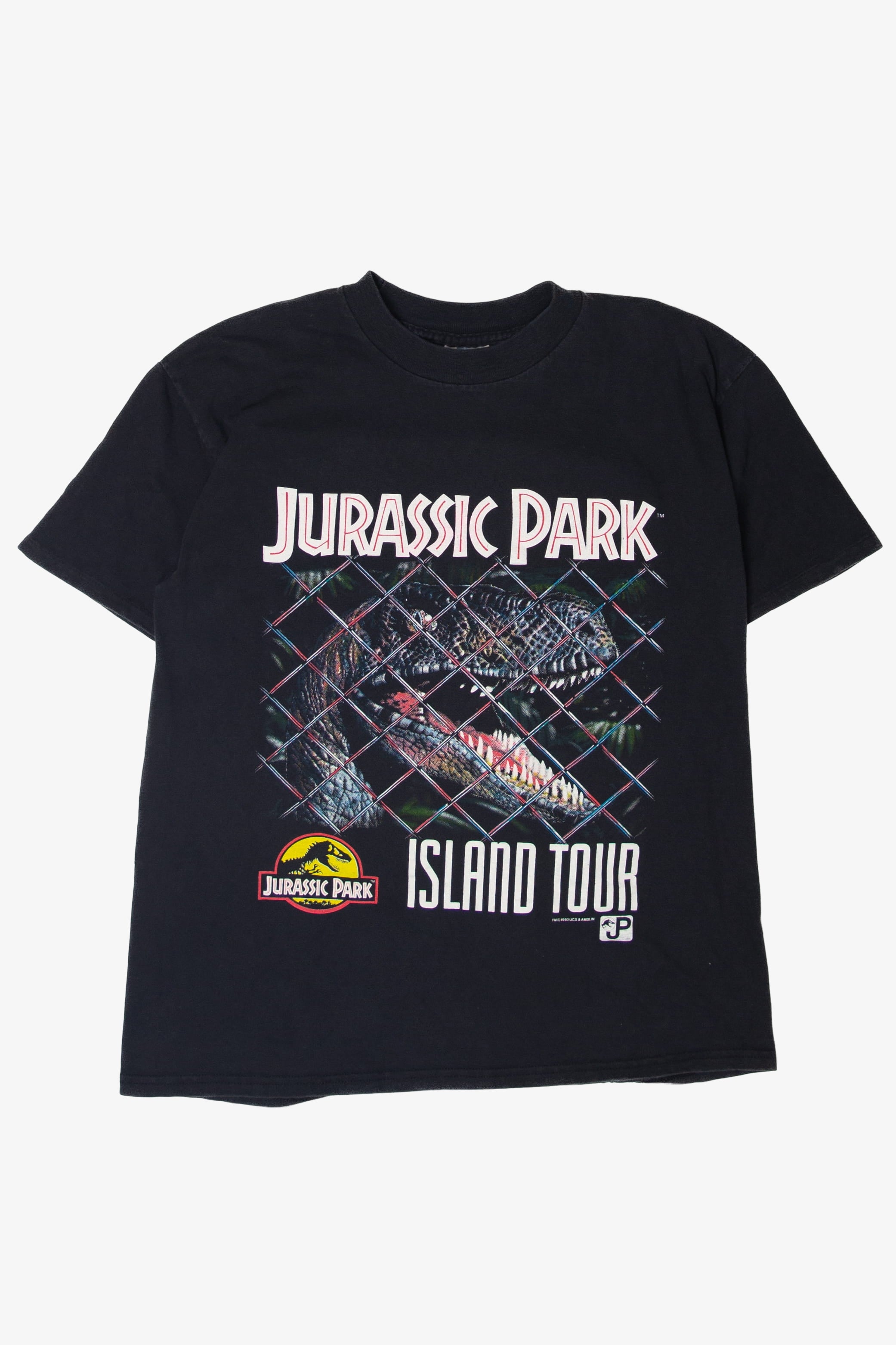 90s初期ジュラシックパーク 黒 XL Isla Nublar MAP 極美品 Vintage Jurassic Park Island Tour Isla Nublar Map T-Shirt (1990s