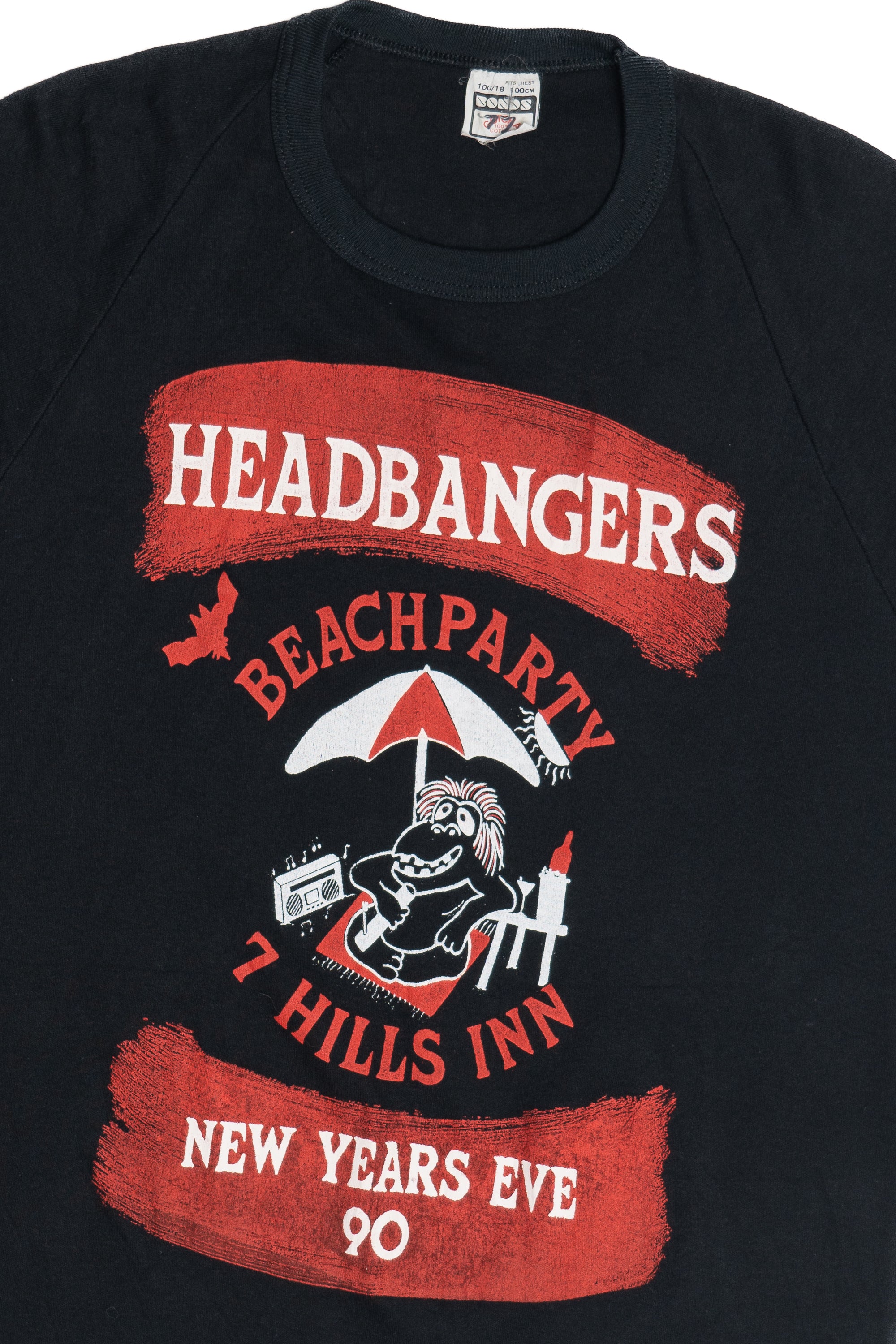 Vintage 1990 Thrash Metal New Years Eve Beach Party Raglan T-Shirt (1990s)