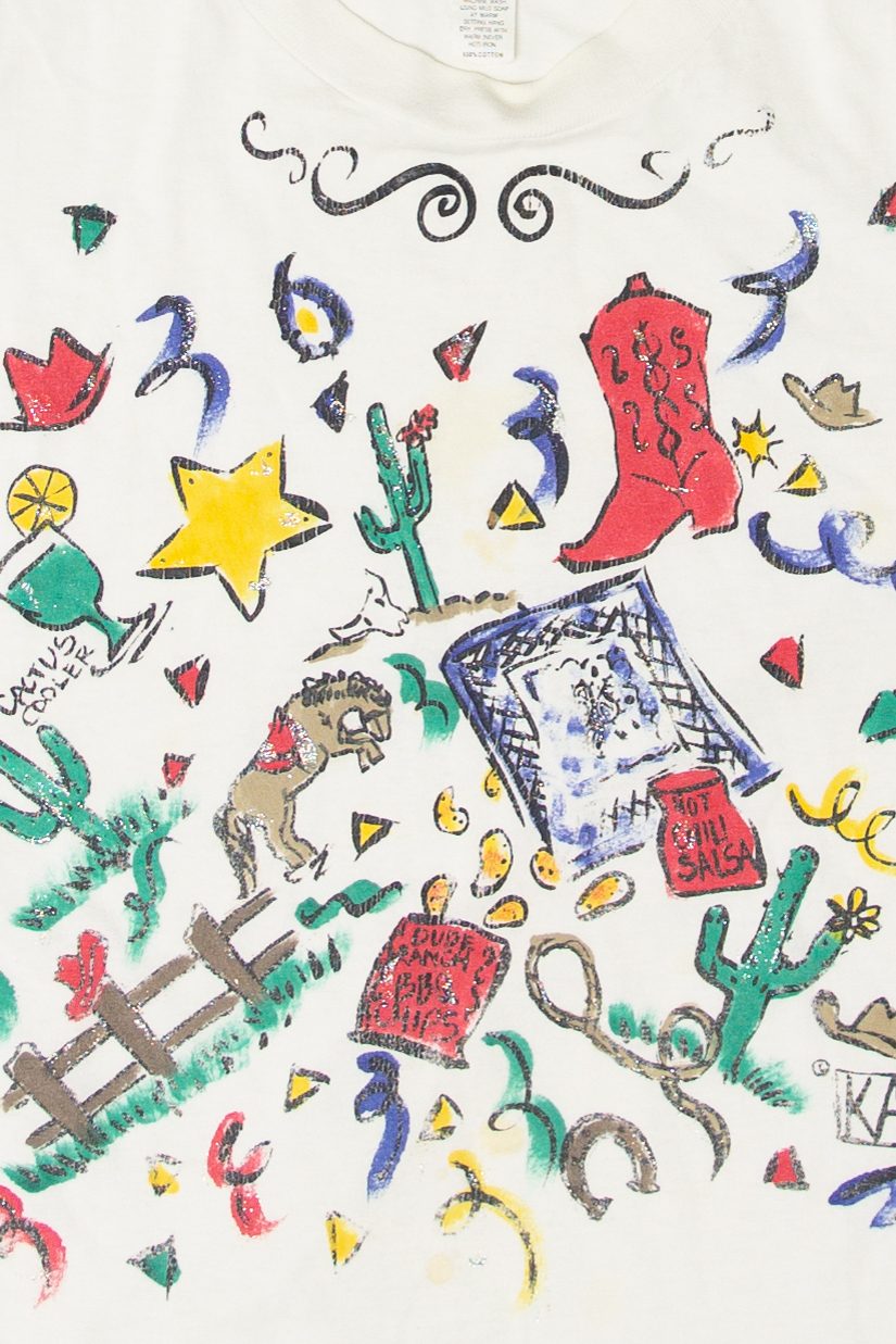 Vintage Cowboy Drawings T-Shirt (1990s)