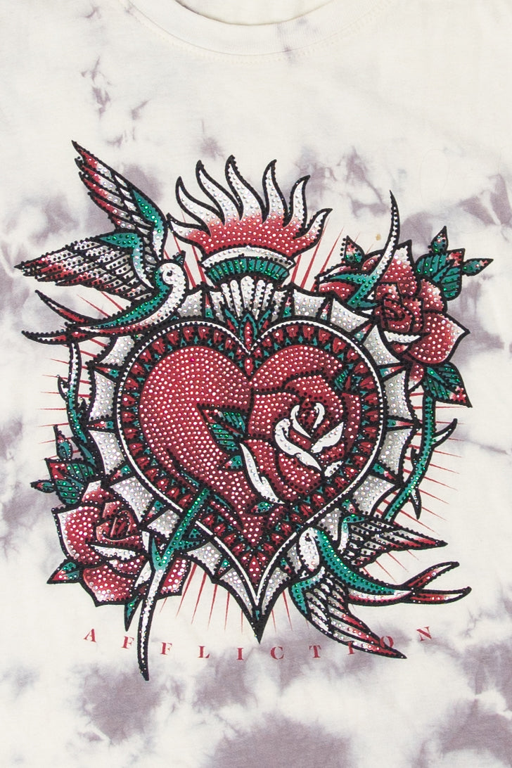 Affliction Rhinestone Tied Side Fringe Sleeveless T-Shirt