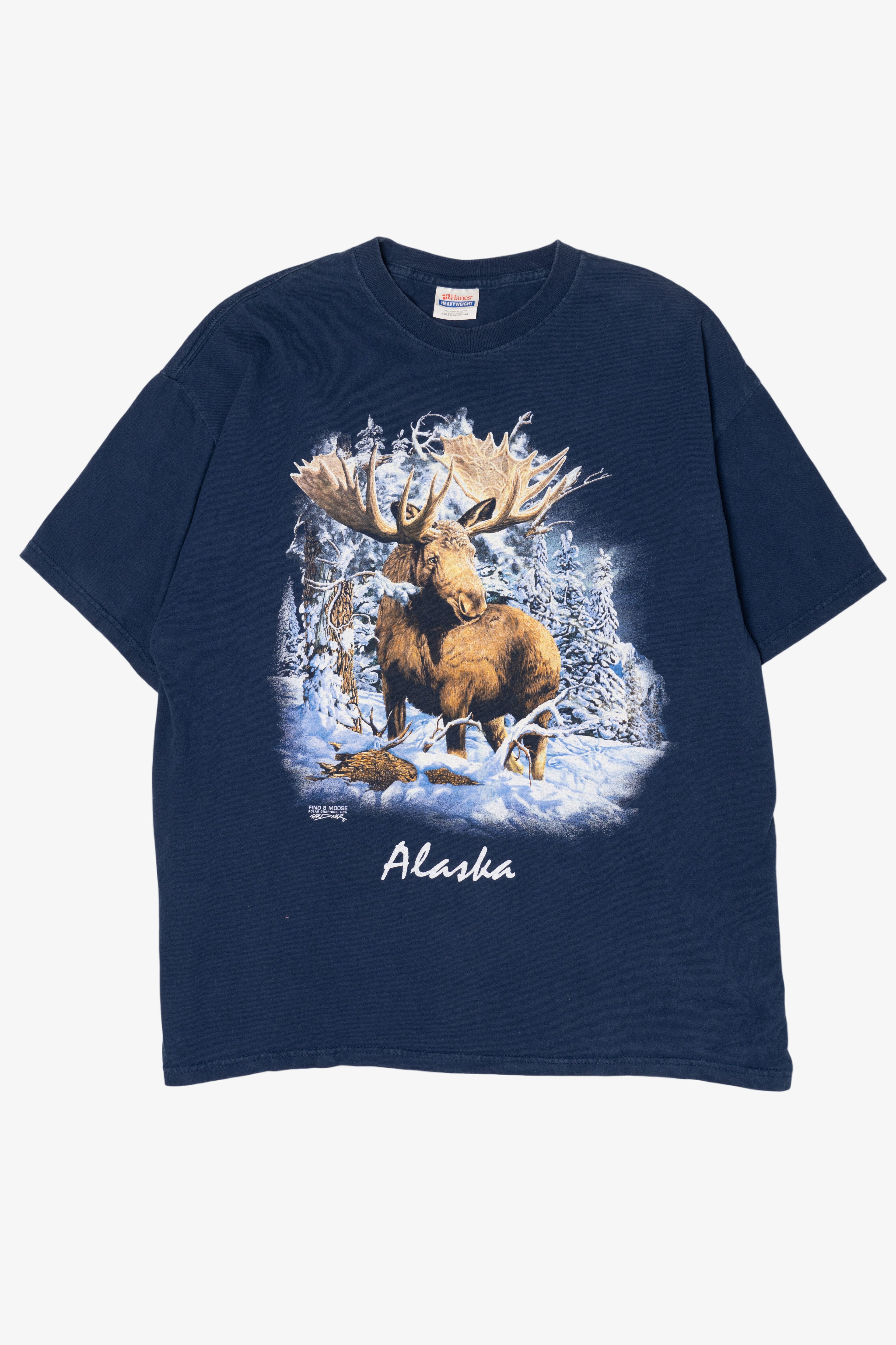 Vintage Alaska Moose Navy Blue T-Shirt (2000s)