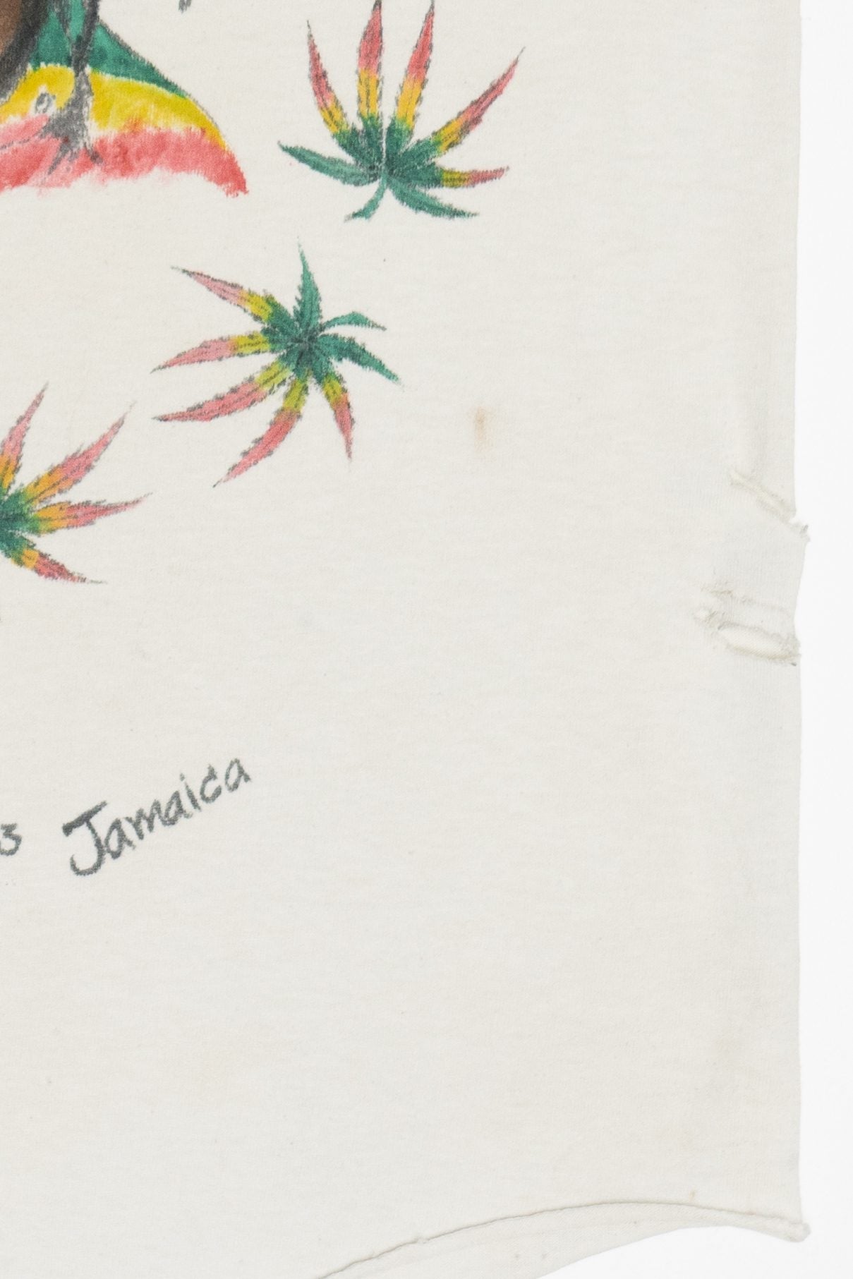 Vintage Bob Marley DIY Hand Drawn Raglan T-Shirt (2000s)