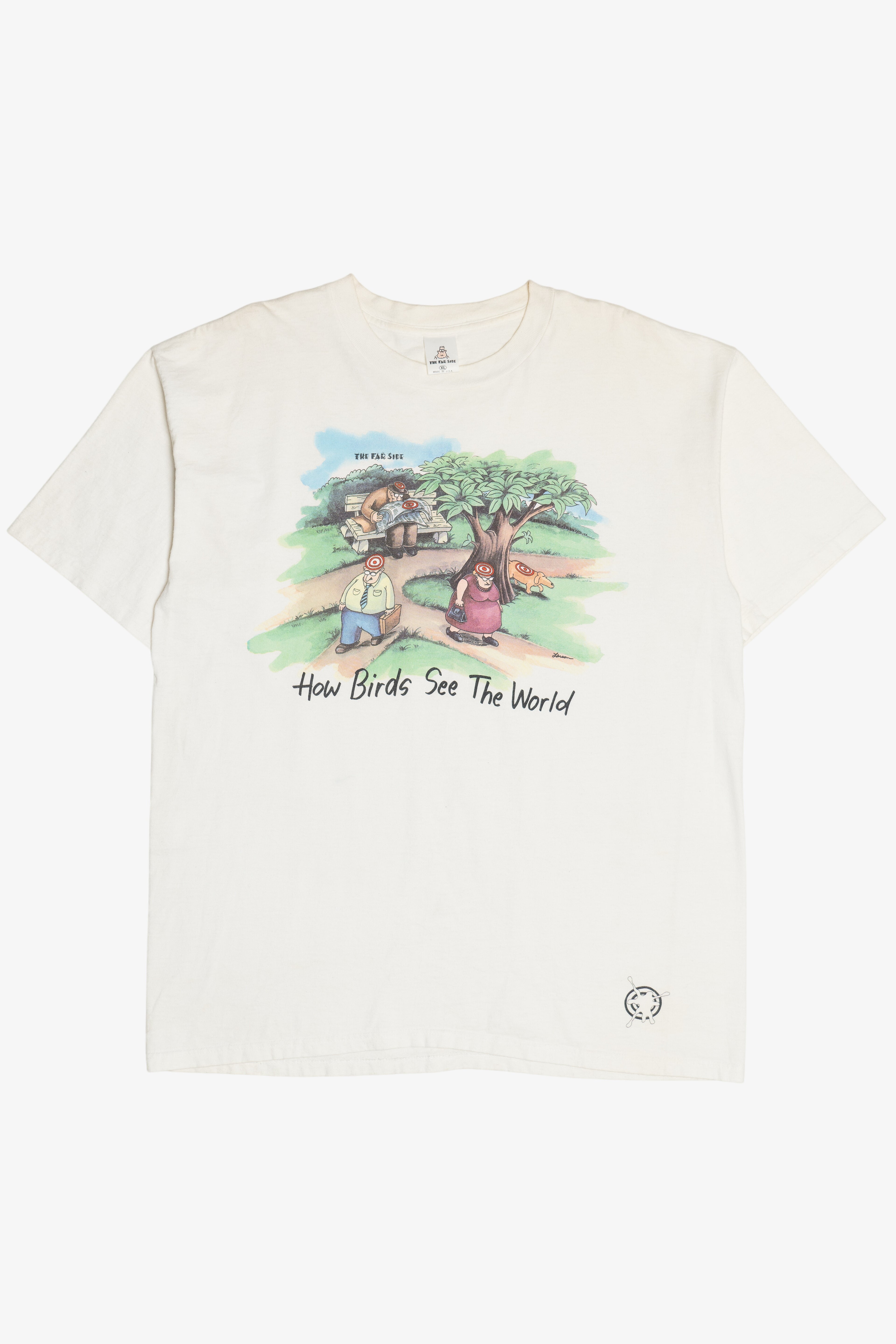 Vintage The Far Side Comic "How Birds See The World" T-Shirt (1990s)