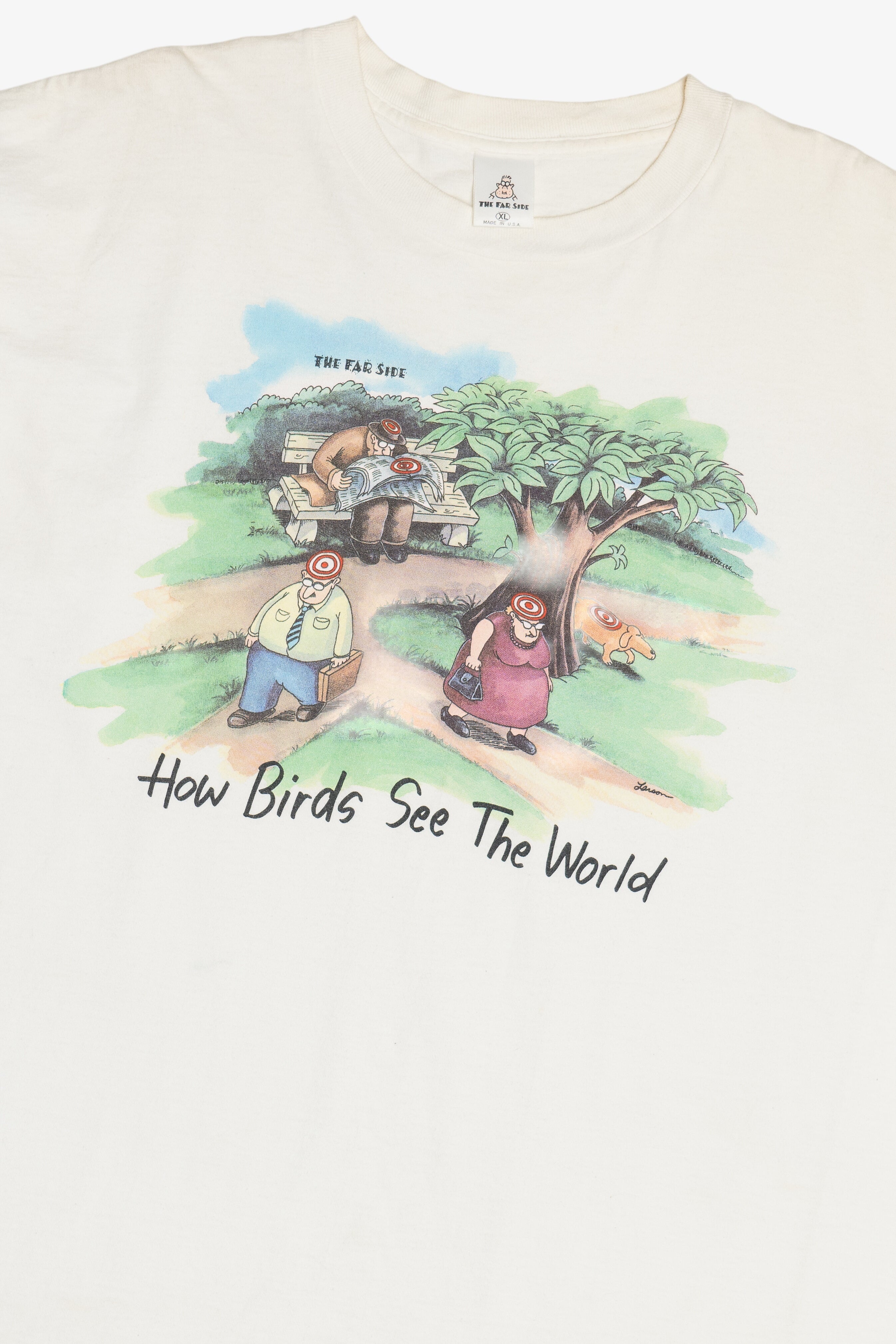 Vintage The Far Side Comic "How Birds See The World" T-Shirt (1990s)
