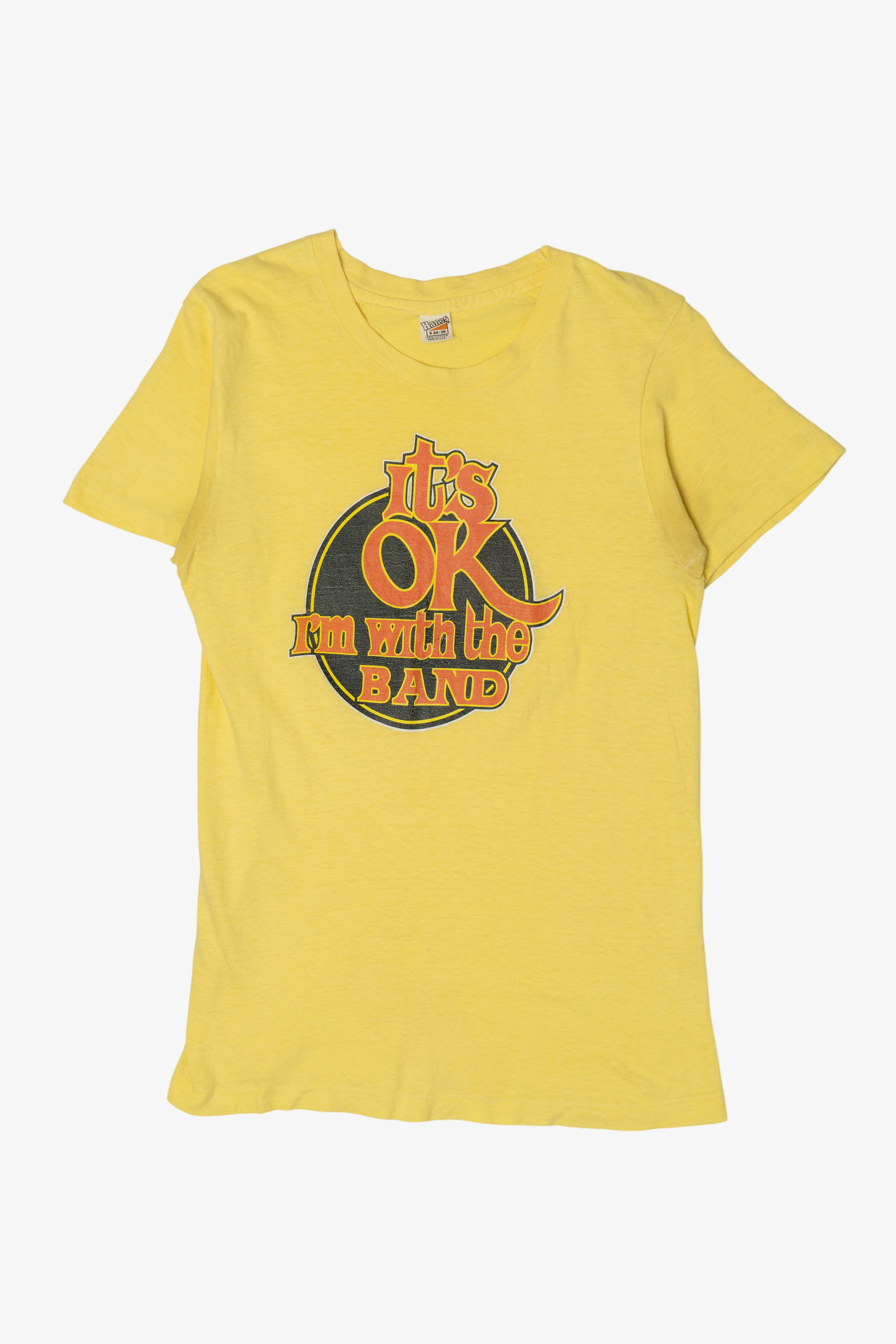 Vintage "It's Okay I'm With The Band" Single Stitch Hanes T-Shirt (1970s)