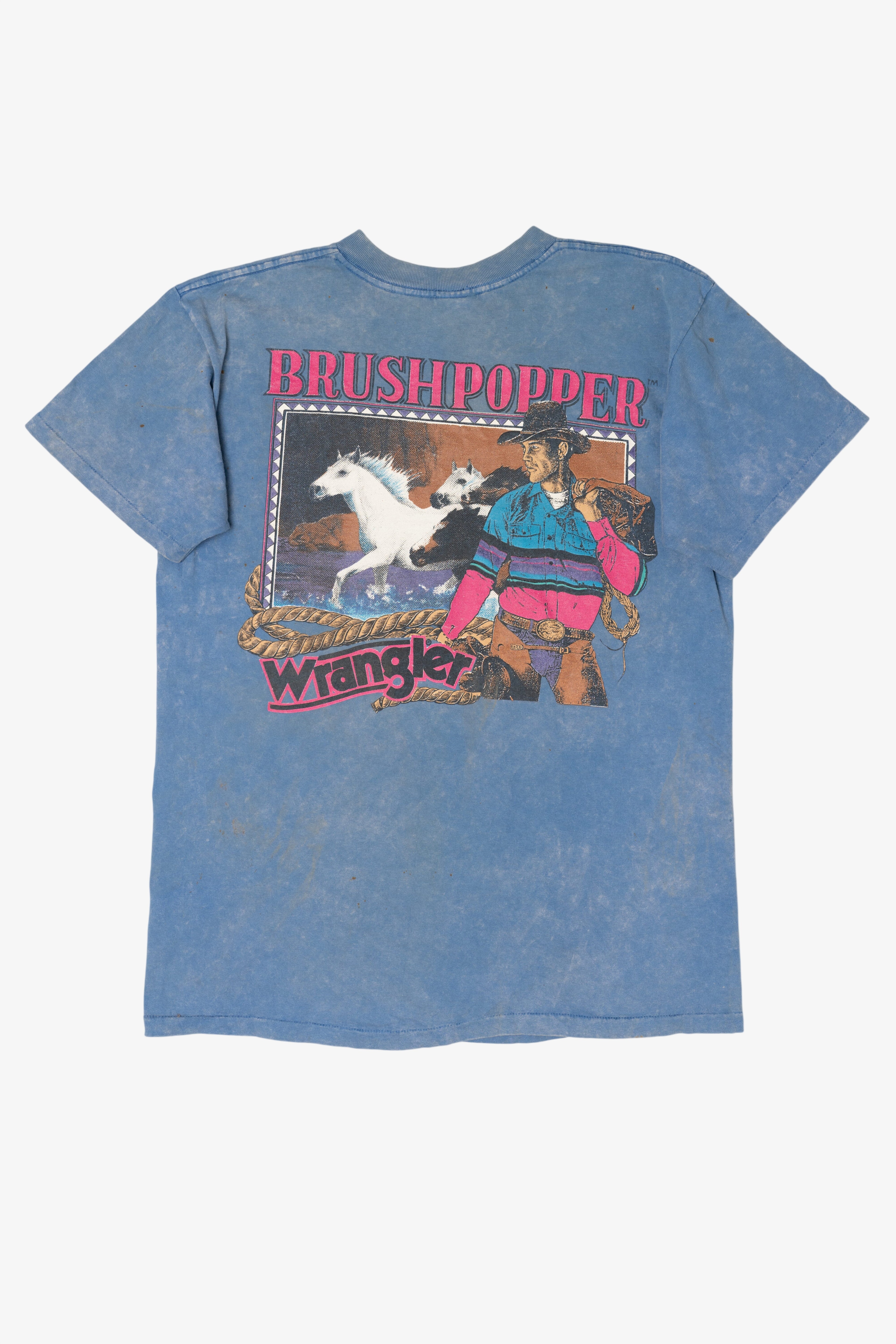 Vintage Brushpopper Wrangler Acid Wash Single StitchT-Shirt (1990s)