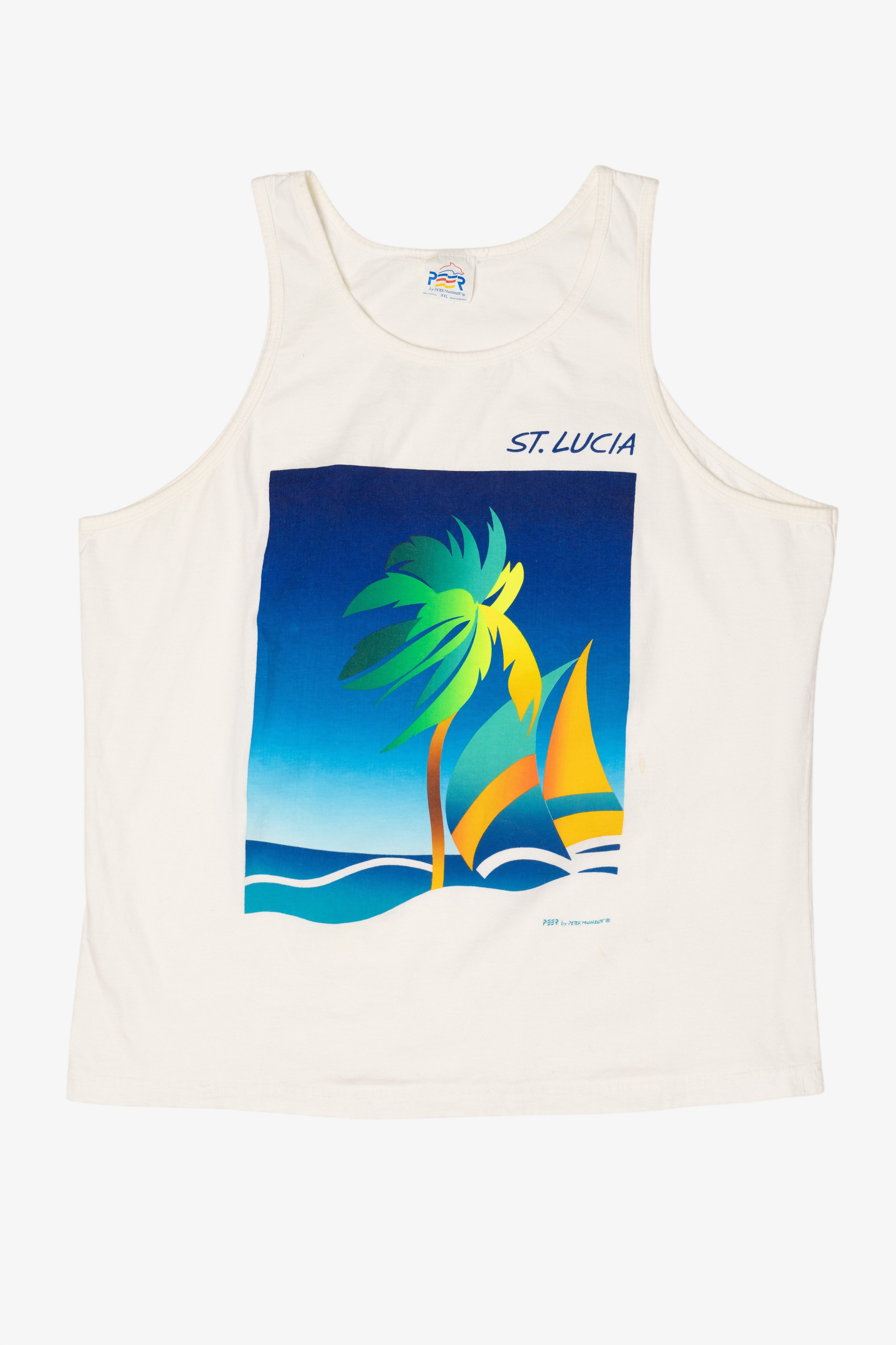 Vintage St. Lucia Island Sailboat Sleeveless T-Shirt (1990s)