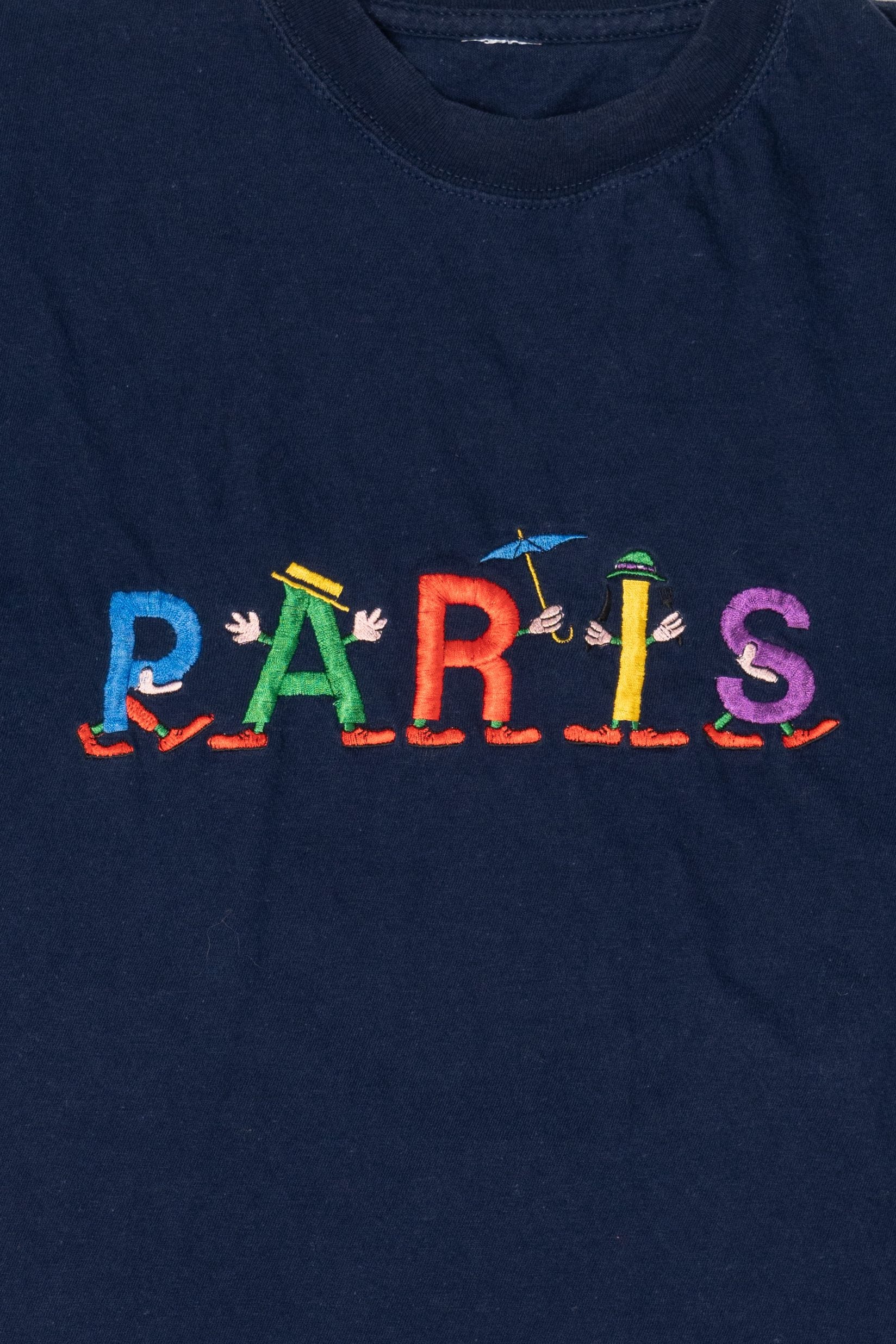 Embroidered "Paris" Characterized Letters T-Shirt