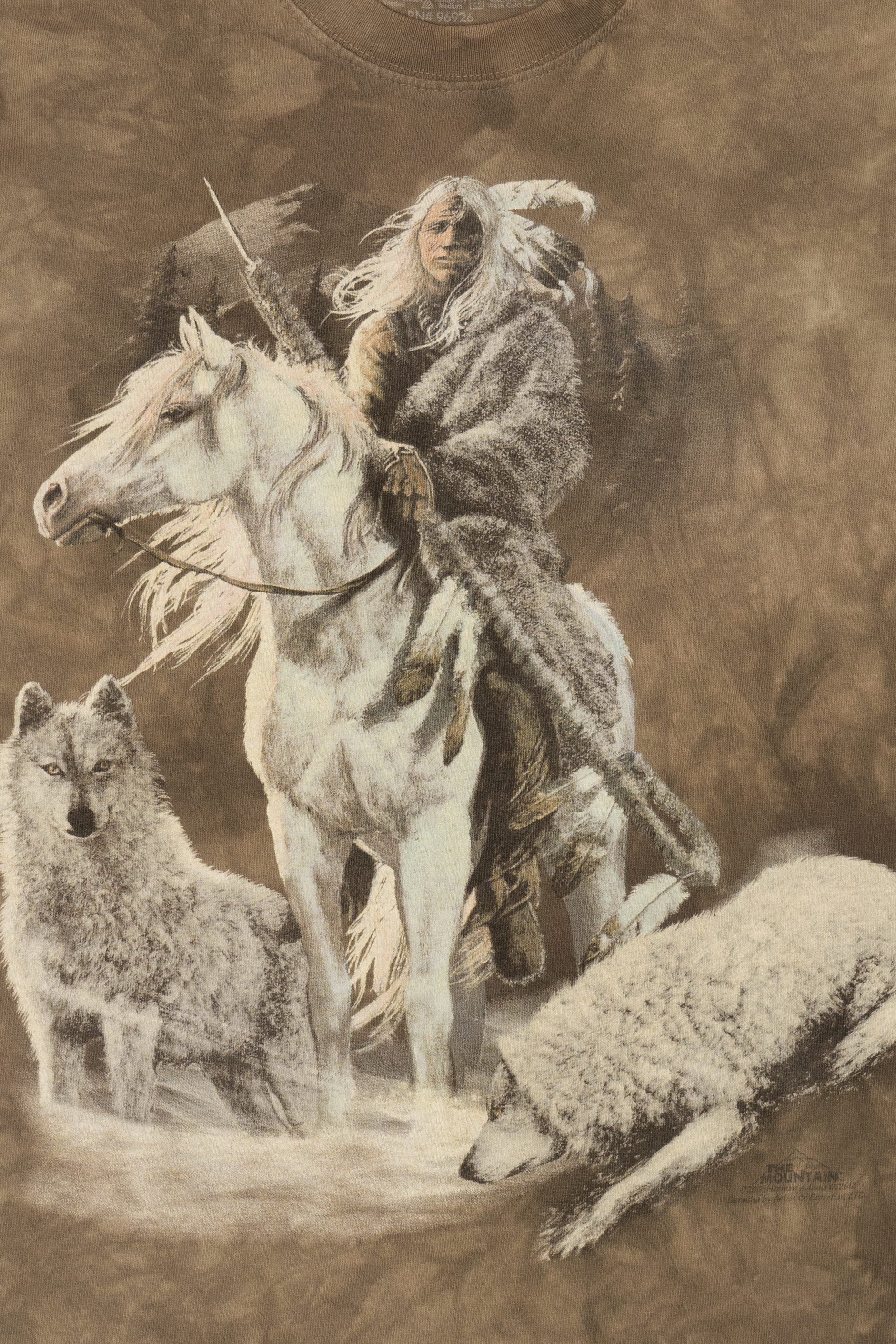 The Mountain Native American With Wolves Tie Dye T-Shirt (2010s)