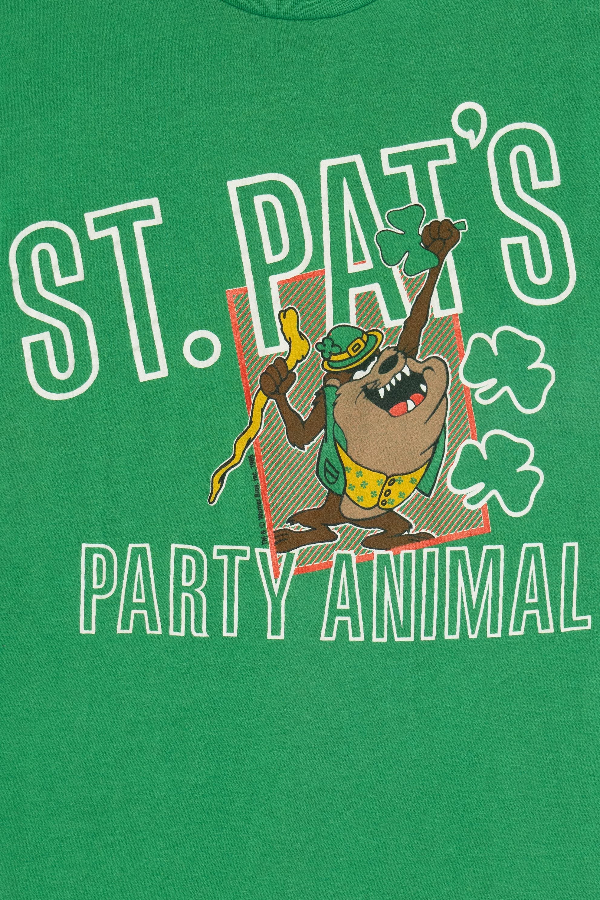 Vintage Taz "St. Pat's Party Animal" Looney Tunes Single Stitch T-Shirt (1990s)