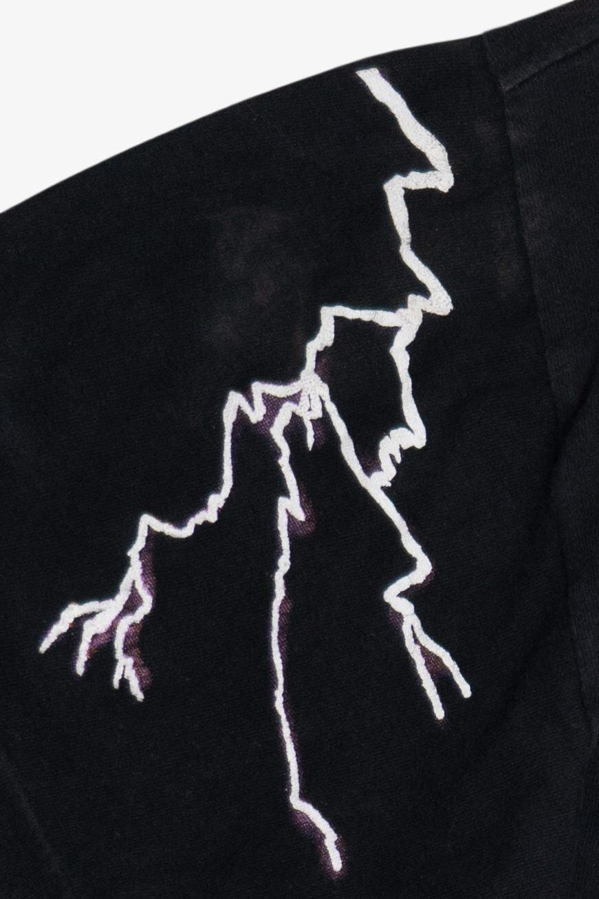 Vintage "Leader Of The Pack" American Thunder All Over Lightning Print Motorcycle T-Shirt (1990s)