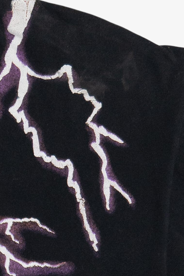 Vintage "Leader Of The Pack" American Thunder All Over Lightning Print Motorcycle T-Shirt (1990s)