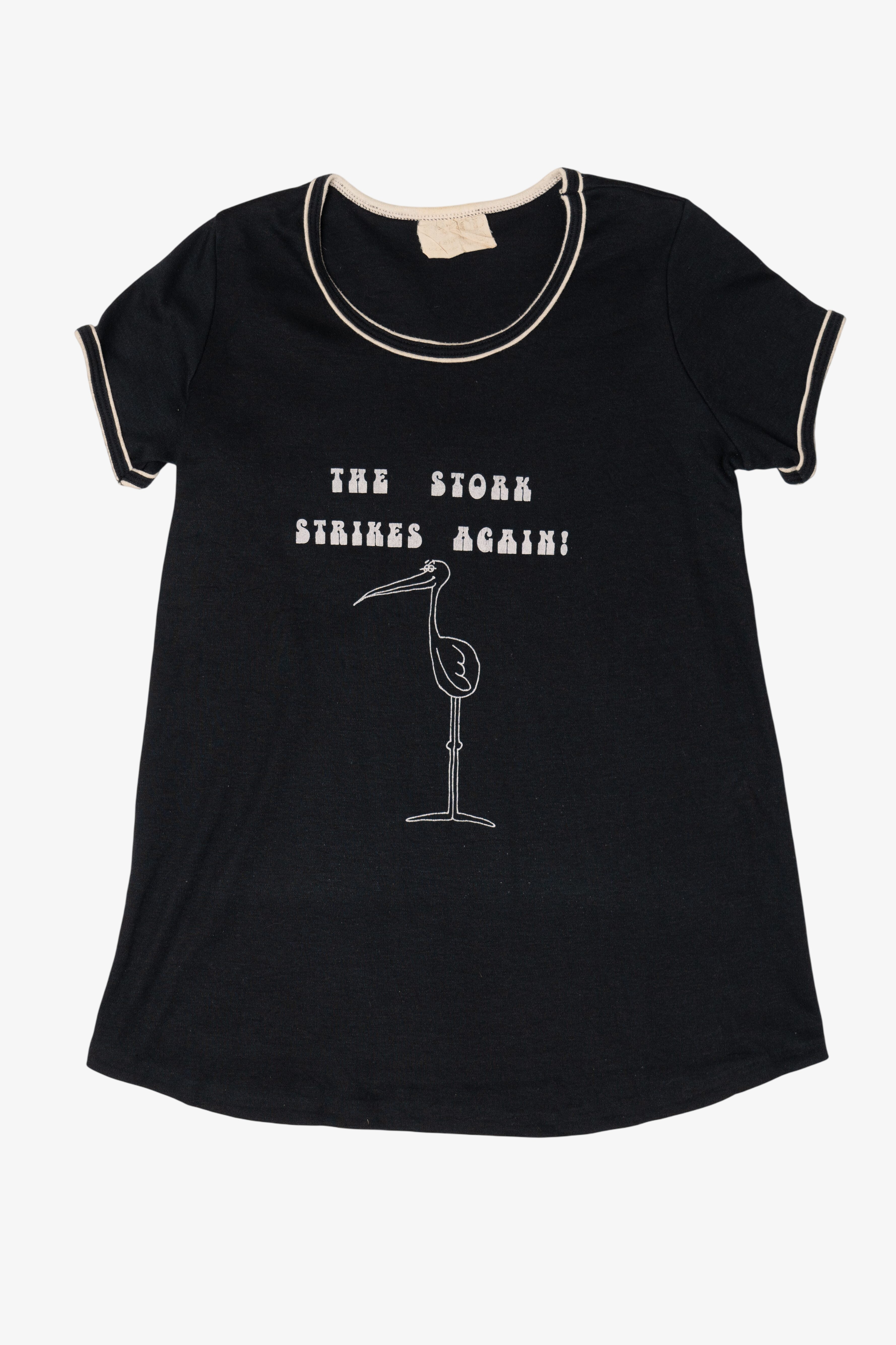 Vintage "The Stork Strikes Again" Ringer T-Shirt (1980s)