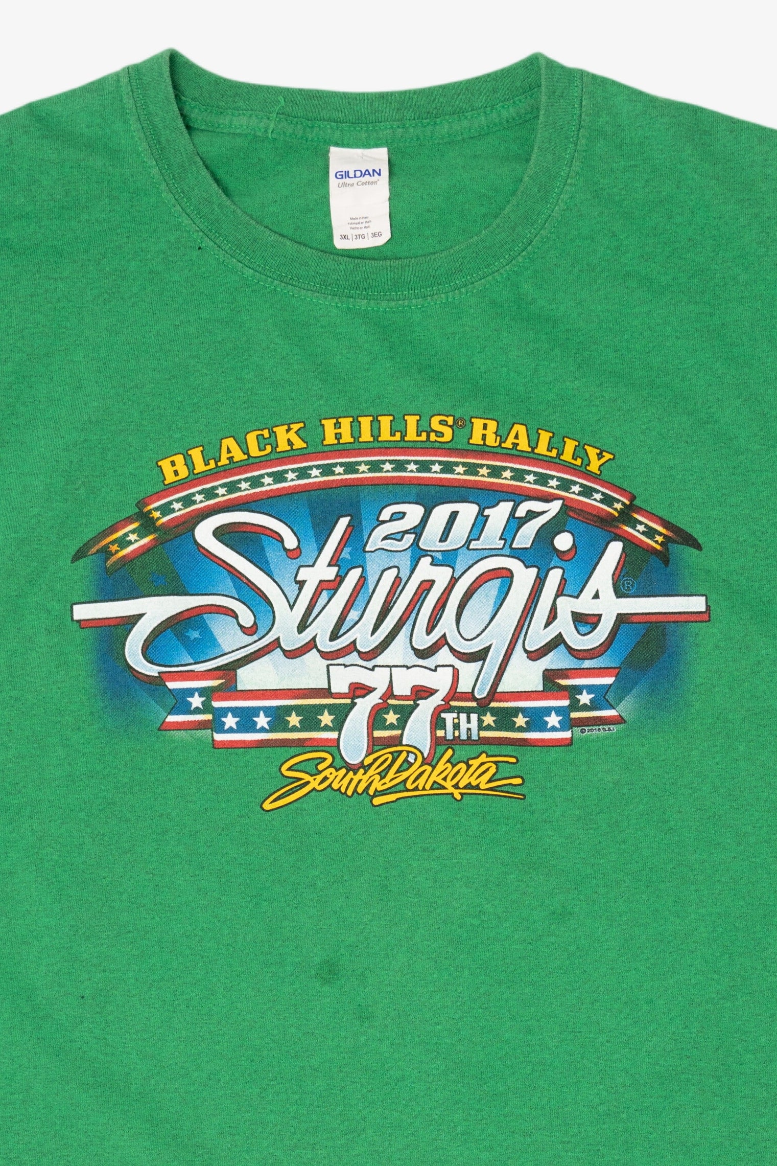 Green Black Hills Rally Sturgis 2017 T-Shirt (2010s)