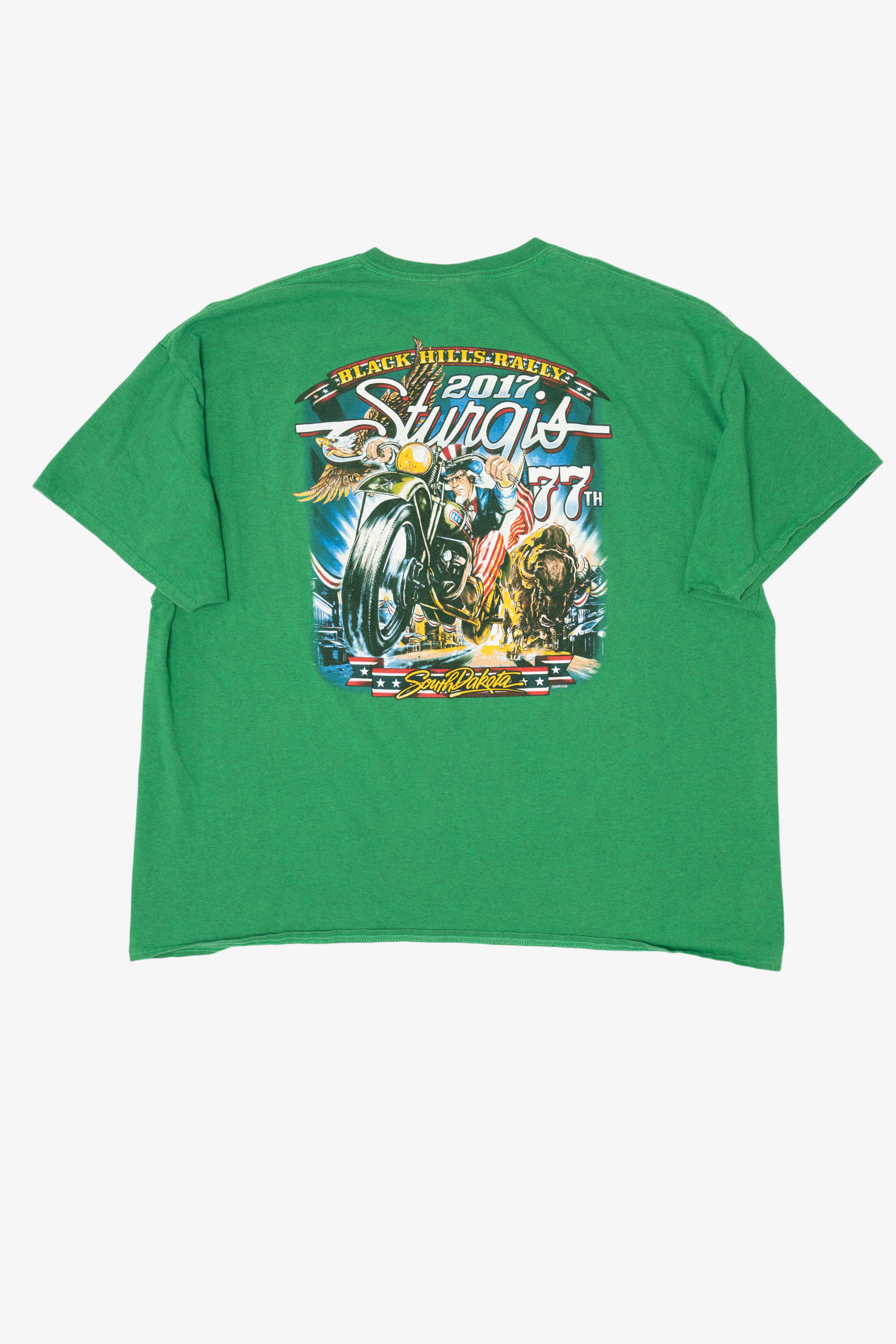 Green Black Hills Rally Sturgis 2017 T-Shirt (2010s)
