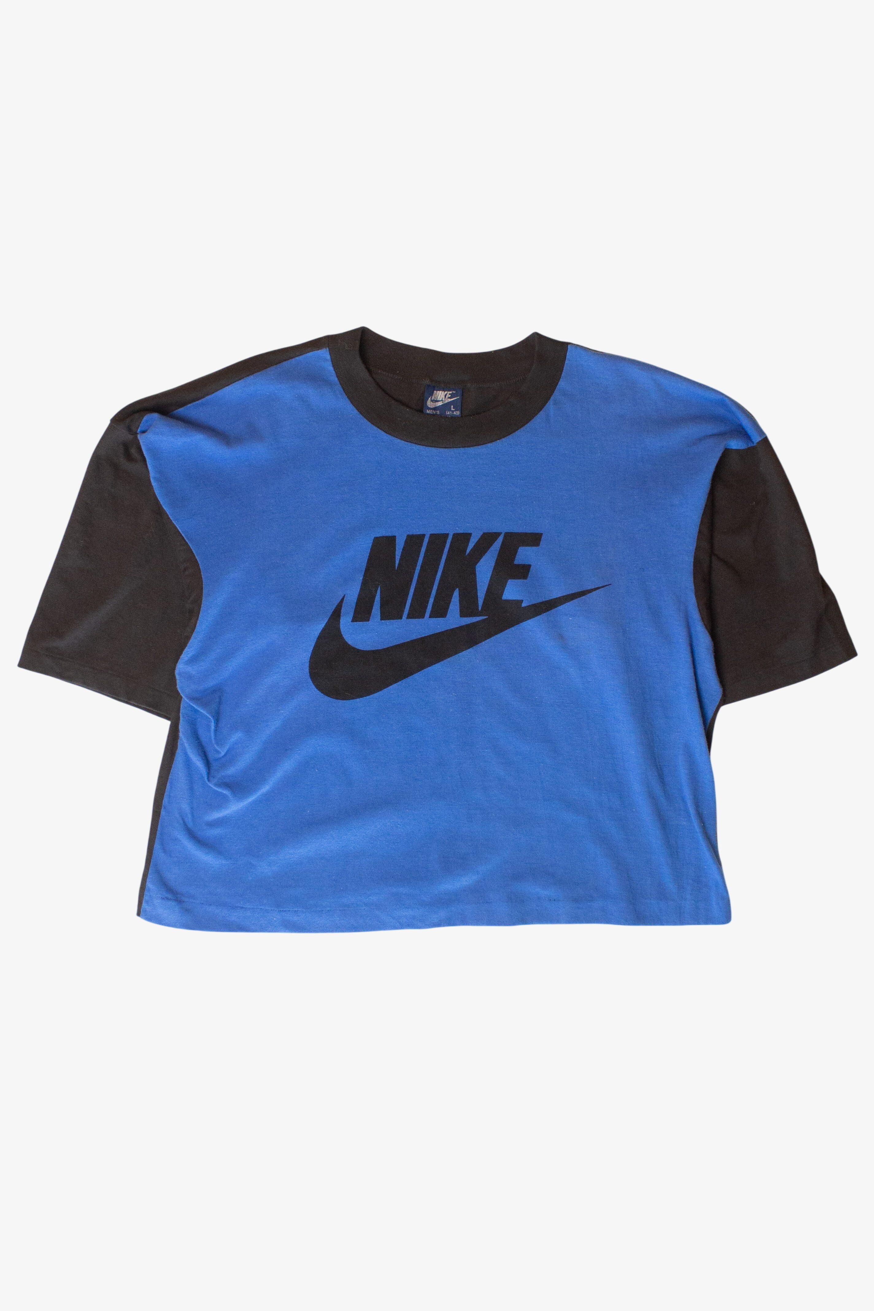 Vintage Black & Blue Cropped Nike T-Shirt (1980s)