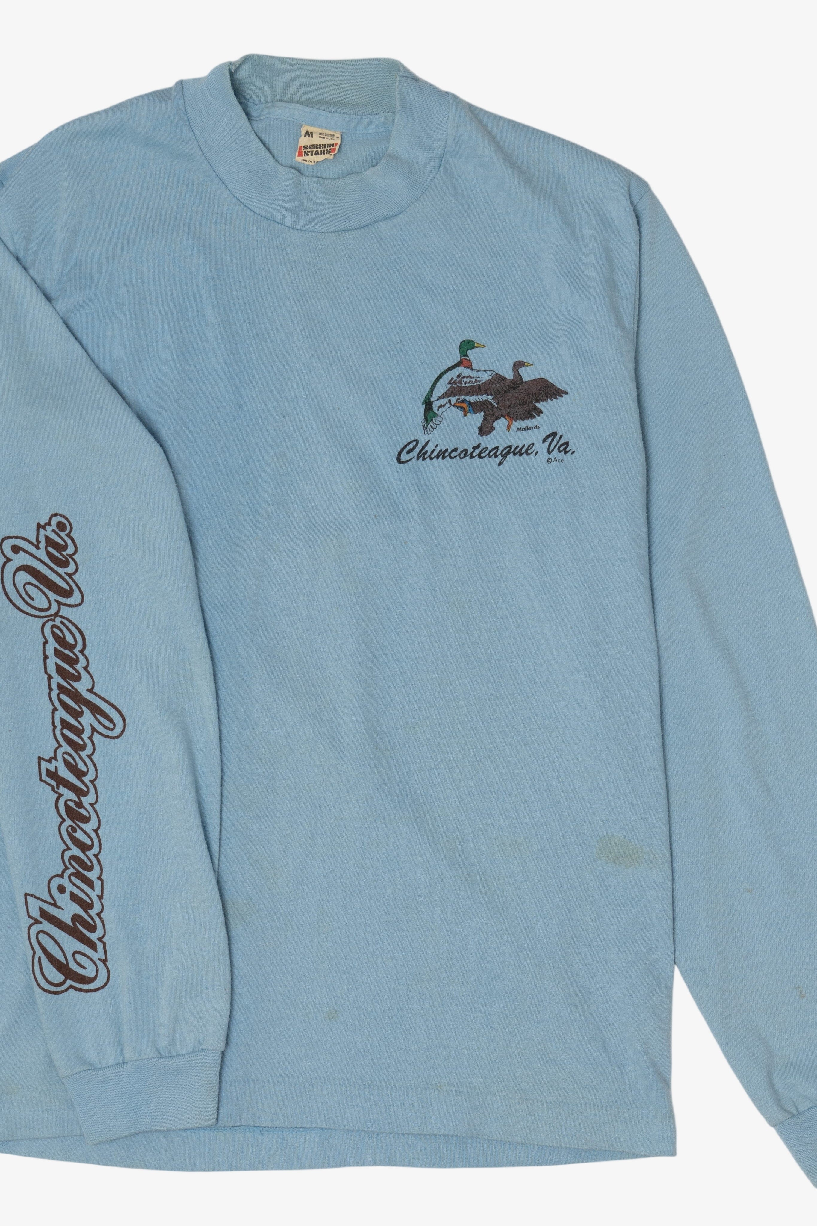 Vintage Light Blue Chincoteague Va Mallards Long Sleeve T-Shirt (1980s)