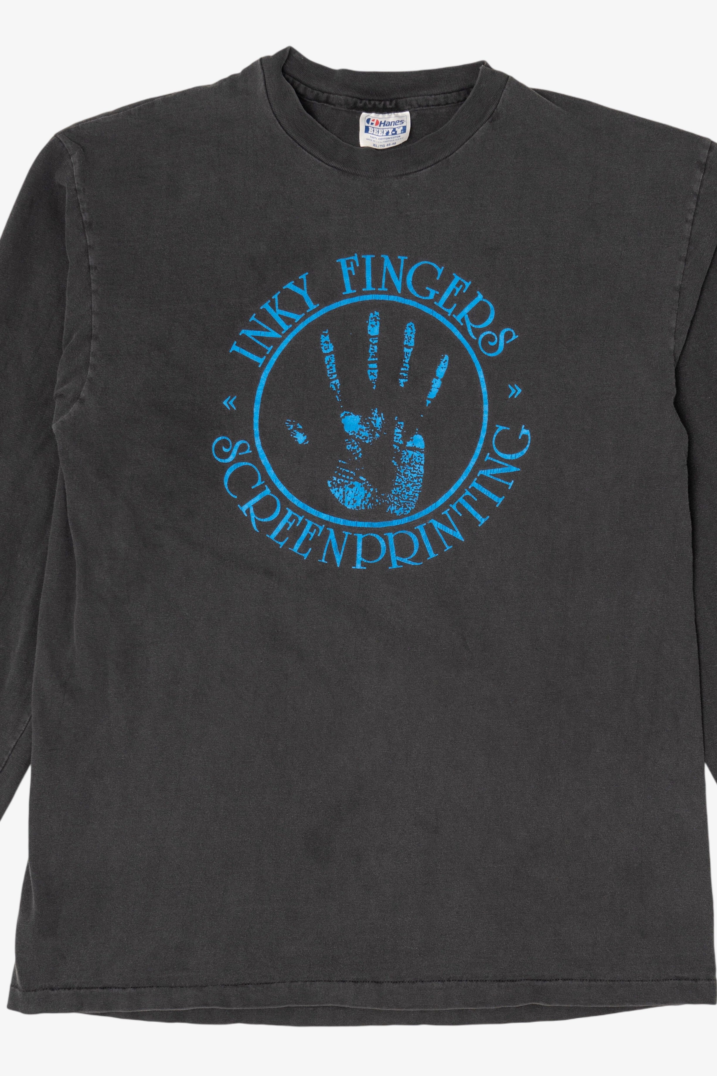 Vintage Inky Fingers Screenprinting Long Sleeve T-Shirt (1980s)