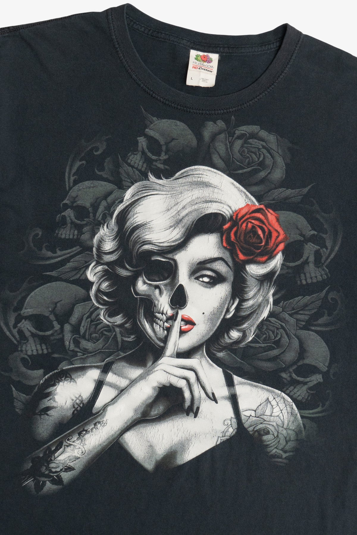 Skeleton Red Rose Pinup T-Shirt (2010s)