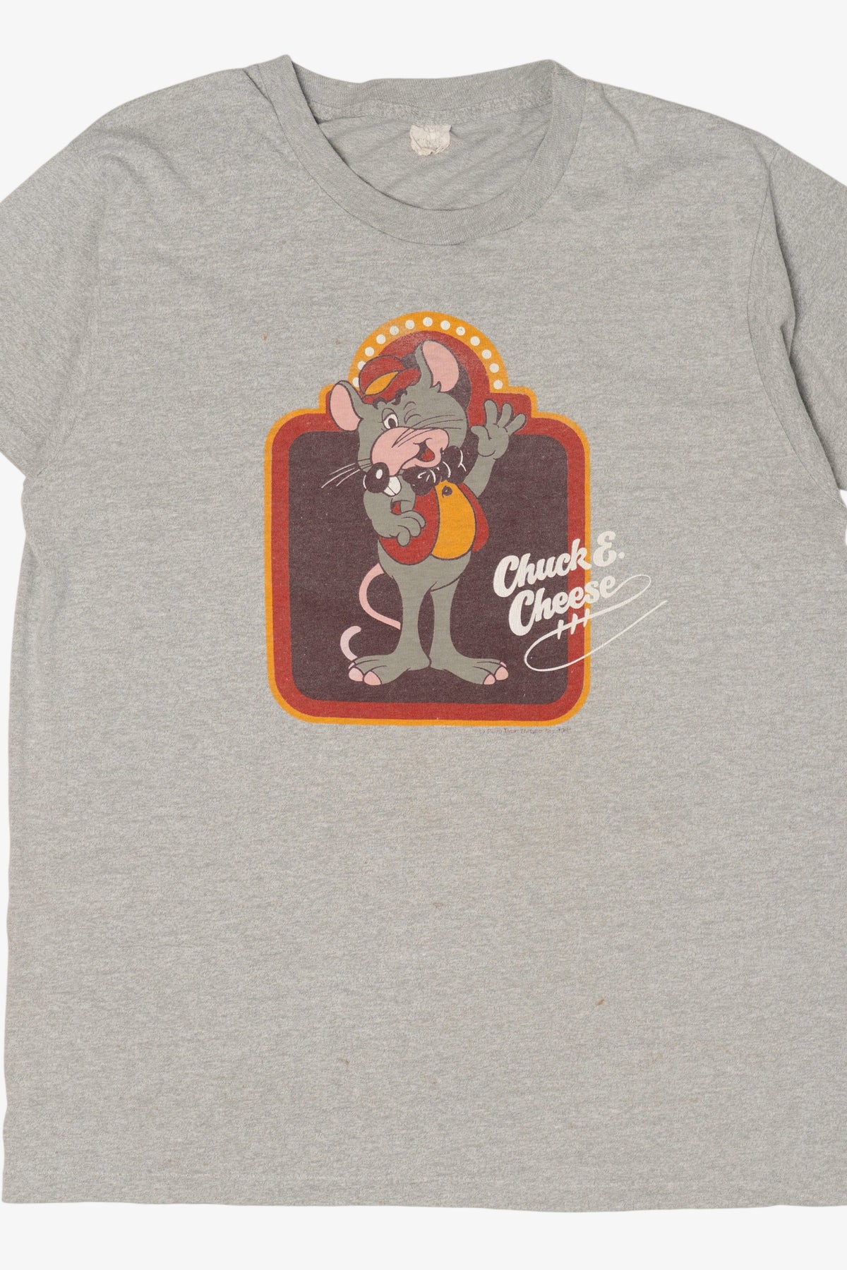 Vintage Grey Chuck E. Cheese Single Stitch T-Shirt (1980s)