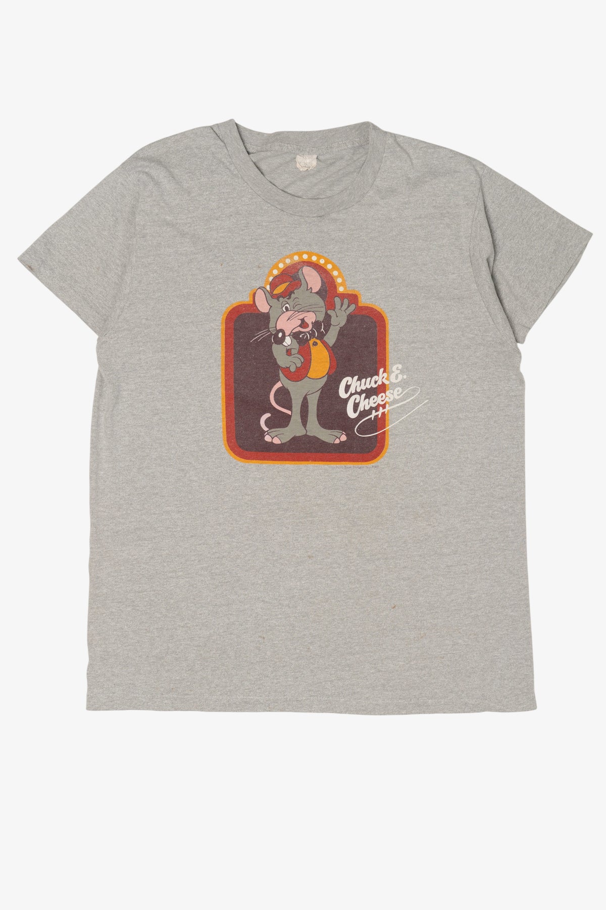 Vintage Grey Chuck E. Cheese Single Stitch T-Shirt (1980s)