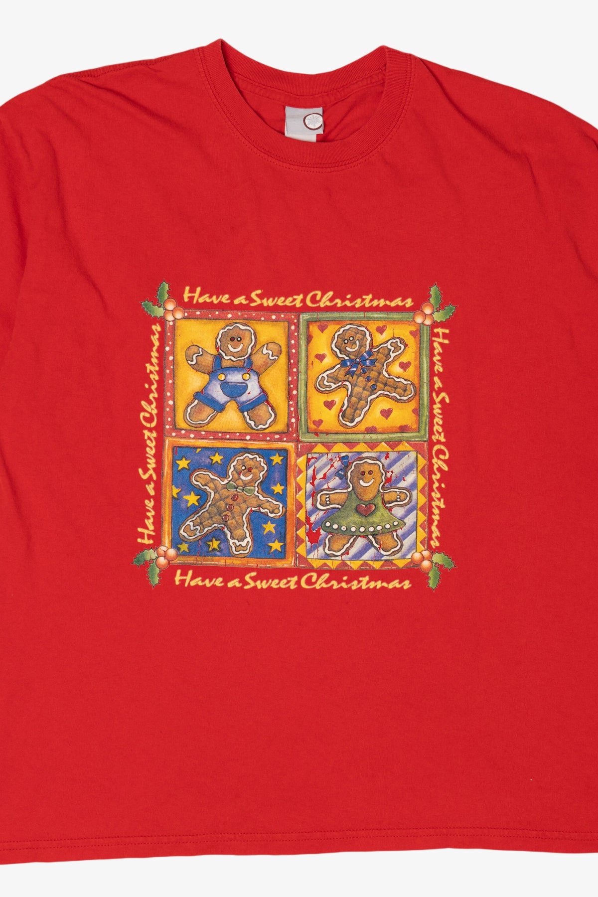 Vintage Red "Have A Sweet Christmas" Gingerbread Holiday T-Shirt (2000s)