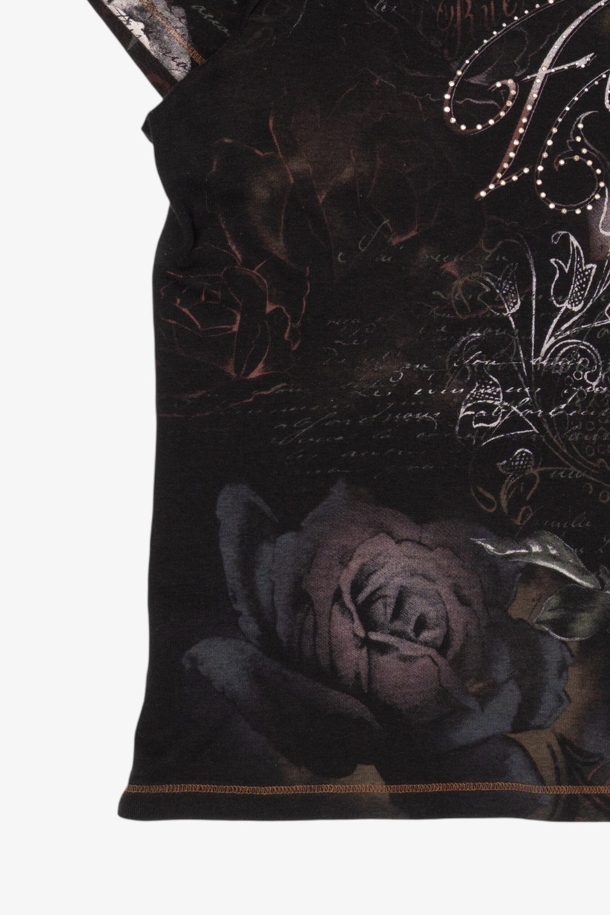 Vintage Y2k "Fleur" Rhinestone Floral Print T-Shirt (2000s)