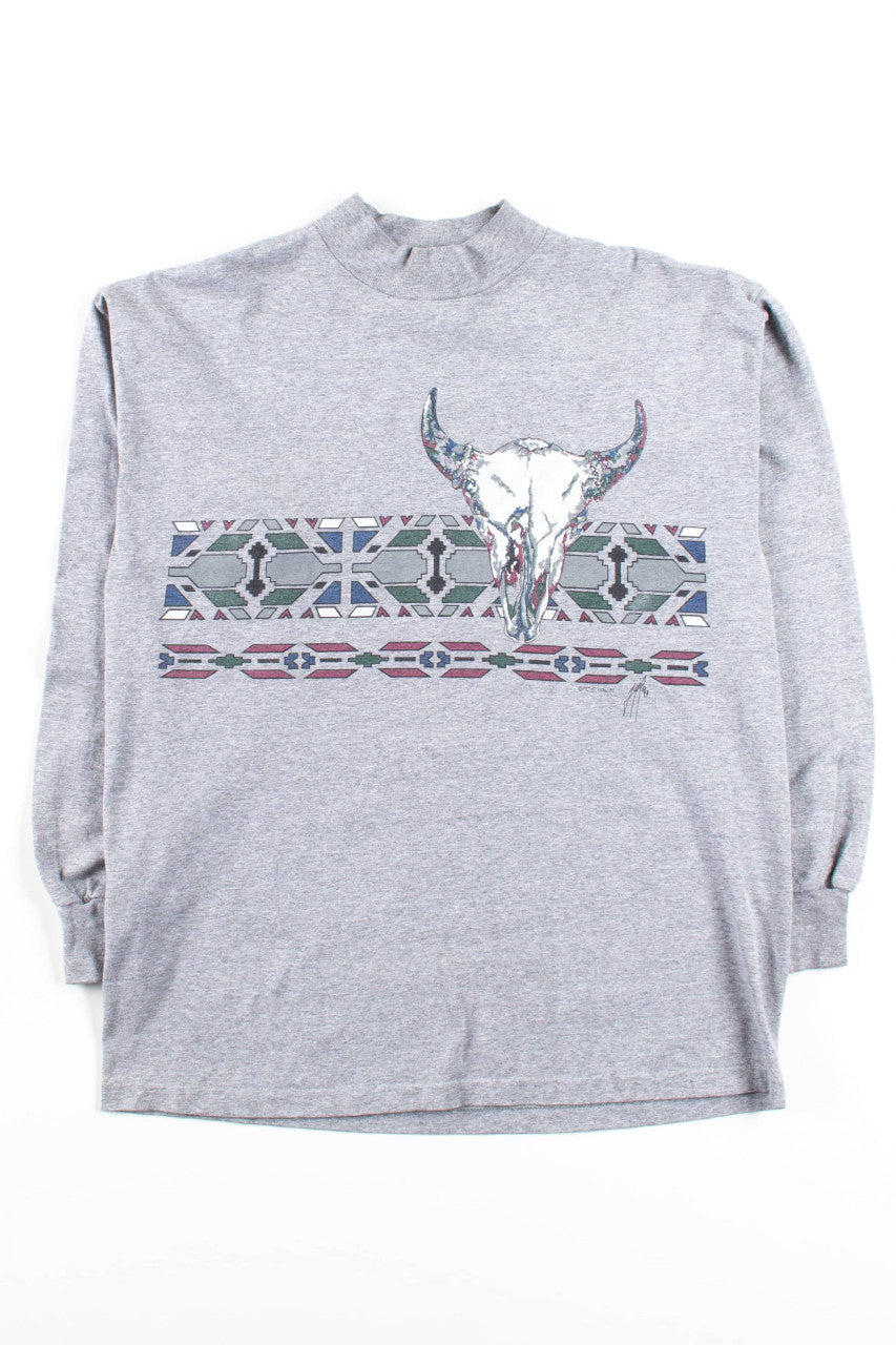 Vintage Long Sleeve Buffalo Skull T-Shirt (1993)